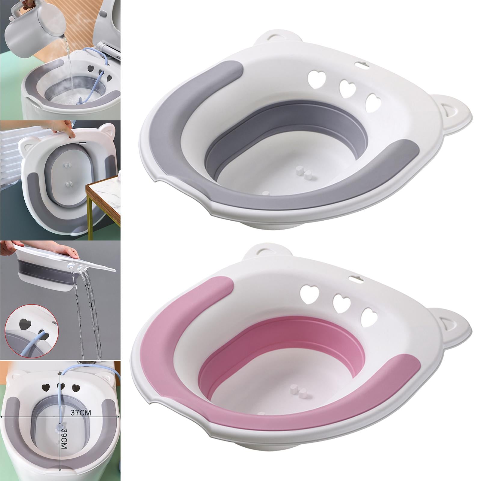 Collapsible Sitz Bath Toilet Seat for Soothes Cleanse Vagina Anal Home Use Gray