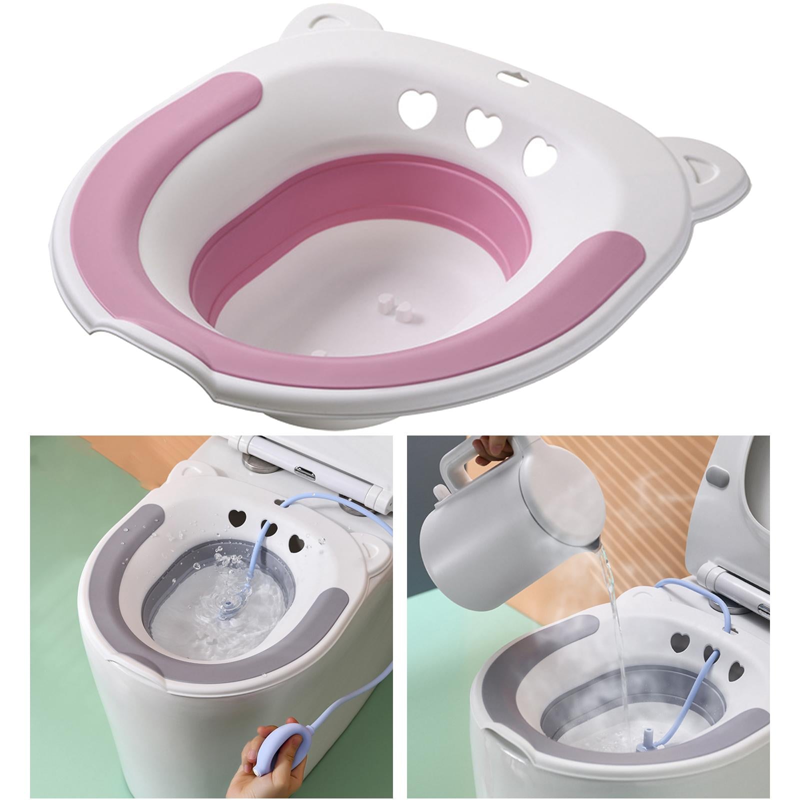 Collapsible Sitz Bath Toilet Seat for Soothes Cleanse Vagina Anal Home Use Pink