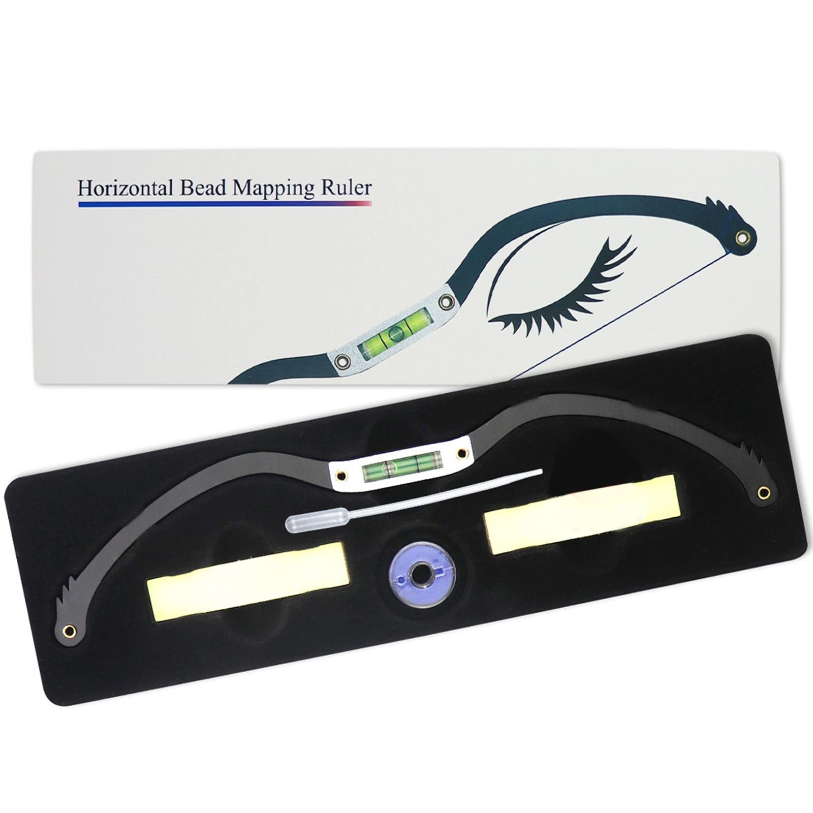 Portable Permannet Makeup Bow and Arrow Line Ruler for Brow Mapping Kit Black