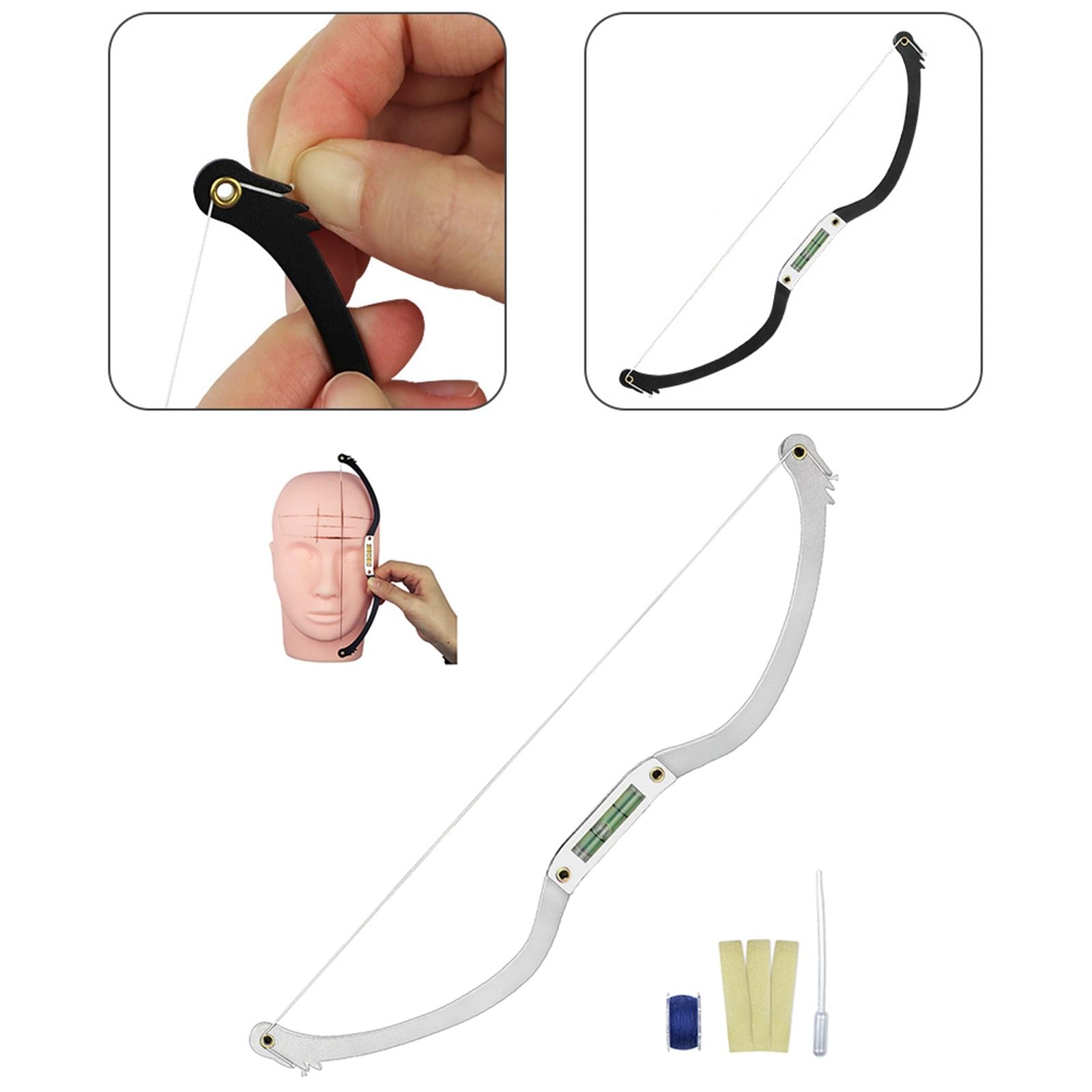 Portable Permannet Makeup Bow and Arrow Line Ruler for Brow Mapping Kit Silver