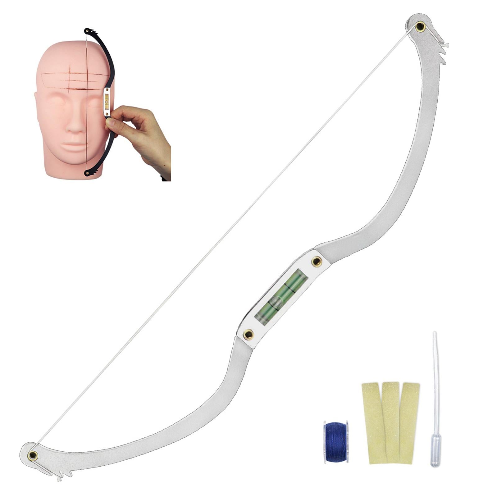 Portable Permannet Makeup Bow and Arrow Line Ruler for Brow Mapping Kit Silver