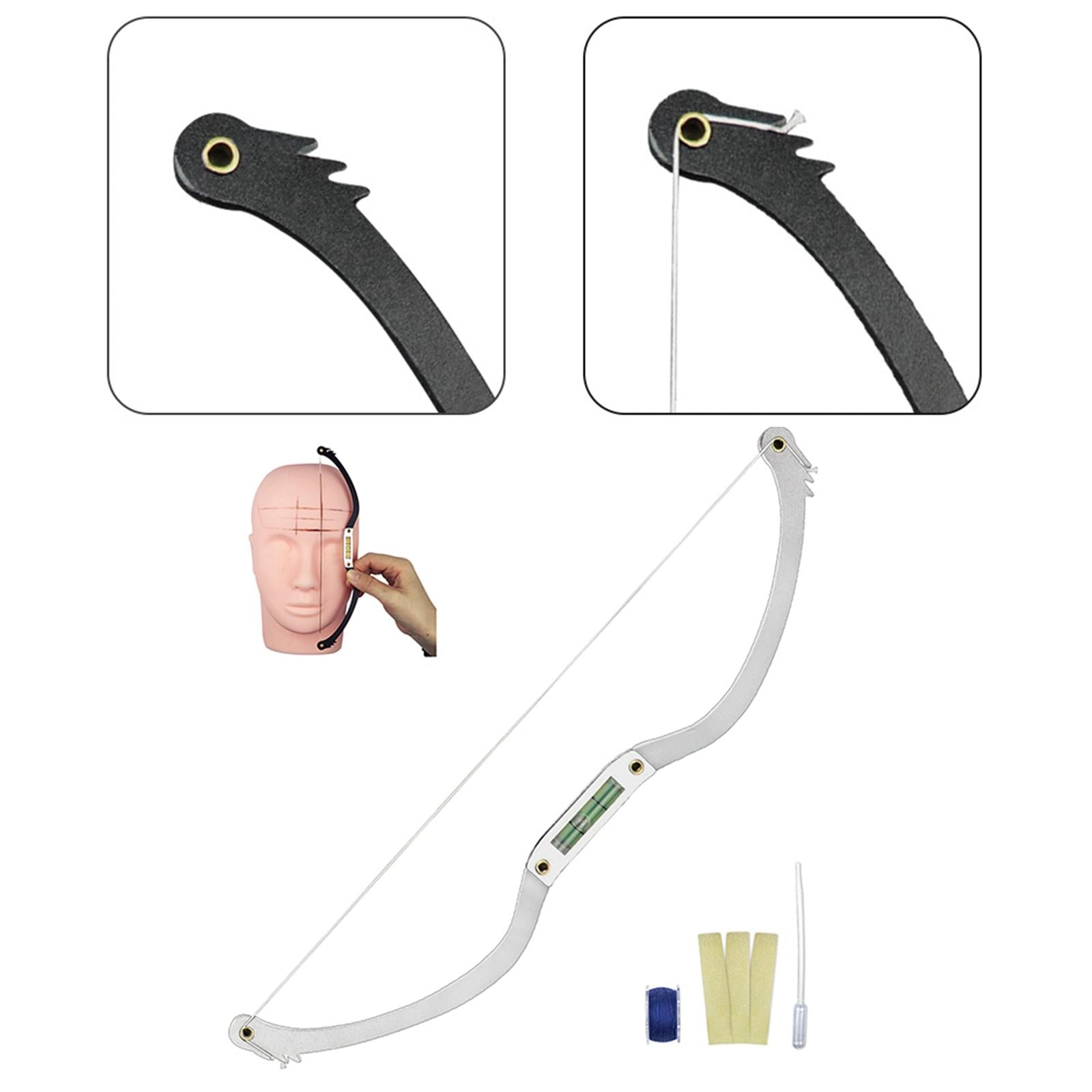 Portable Permannet Makeup Bow and Arrow Line Ruler for Brow Mapping Kit Silver