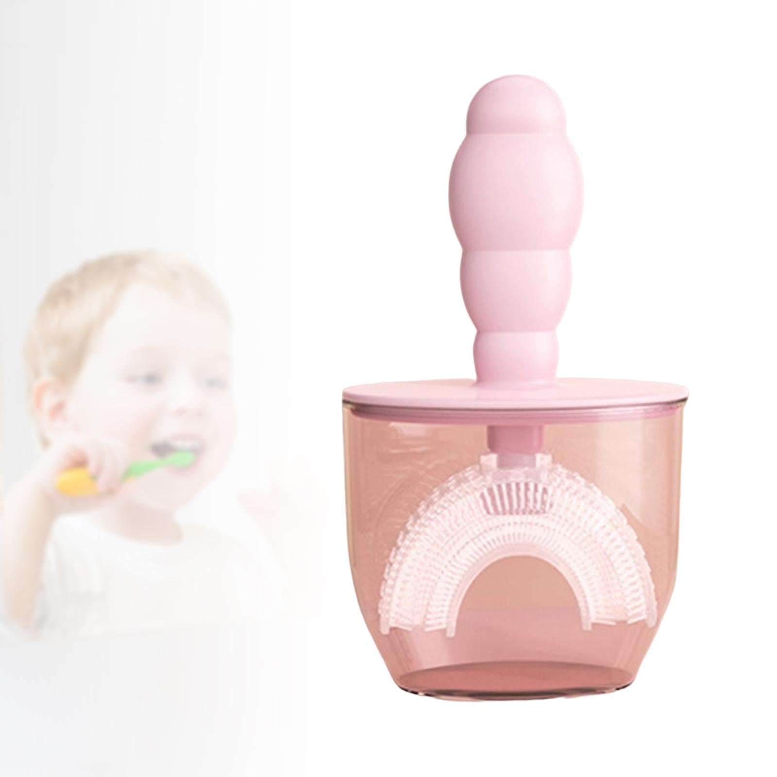 Kids U Shaped Toothbrush Gum Care 360 Oral Cleaning for 6-12 Ages Pink