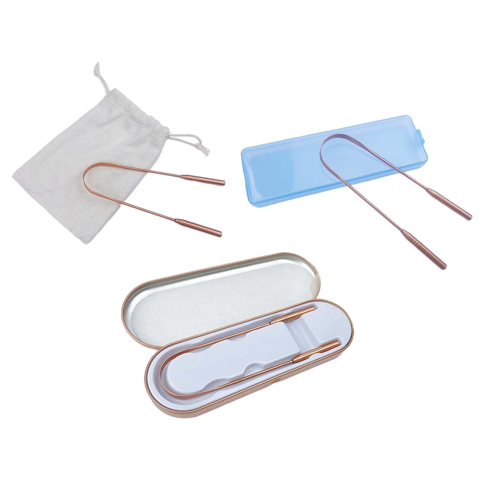 100% Pure Copper Tongue Scraper U Shaped Eliminate Bad Breath Canvas Bag