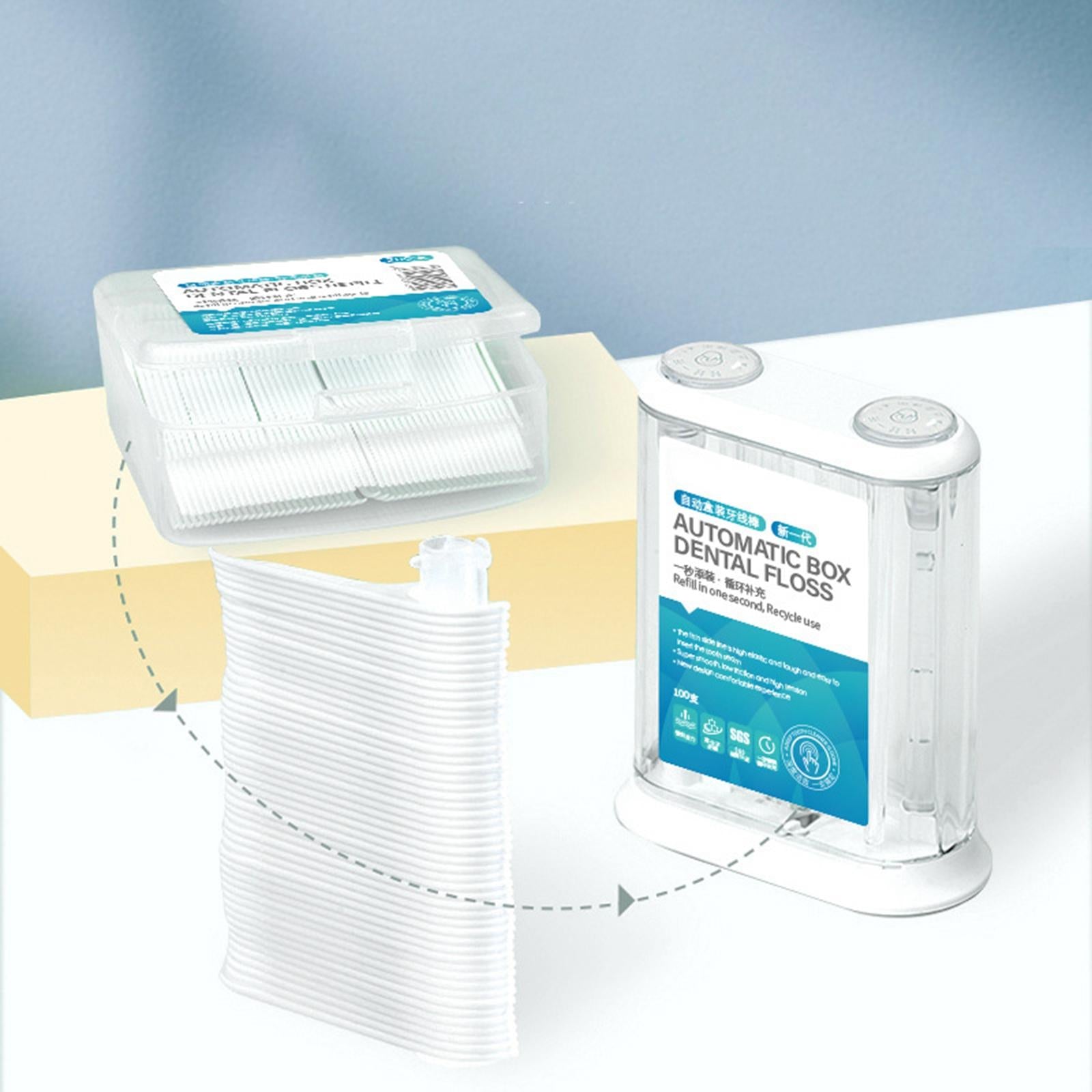 Automatic Floss Storage Box with 100x Teeth Clean Floss for Dining Table