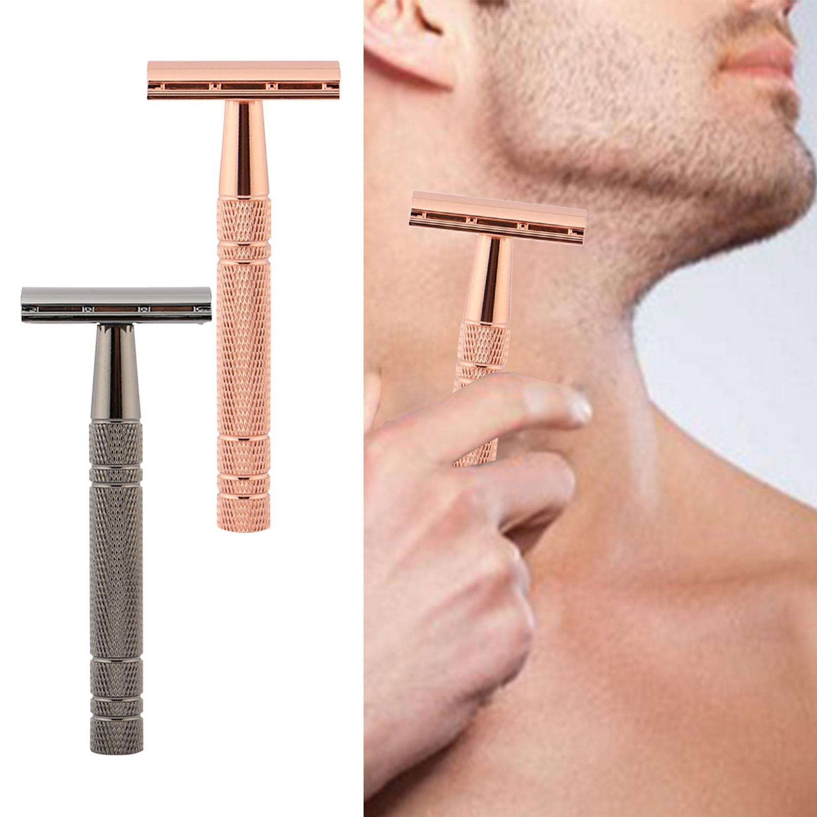 Double Edge Safety Razor Shaver for with 5 Premium Stainless Steel Blades Black