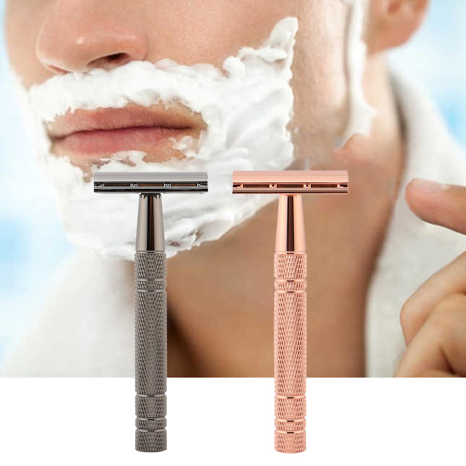 Double Edge Safety Razor Shaver for with 5 Premium Stainless Steel Blades Black