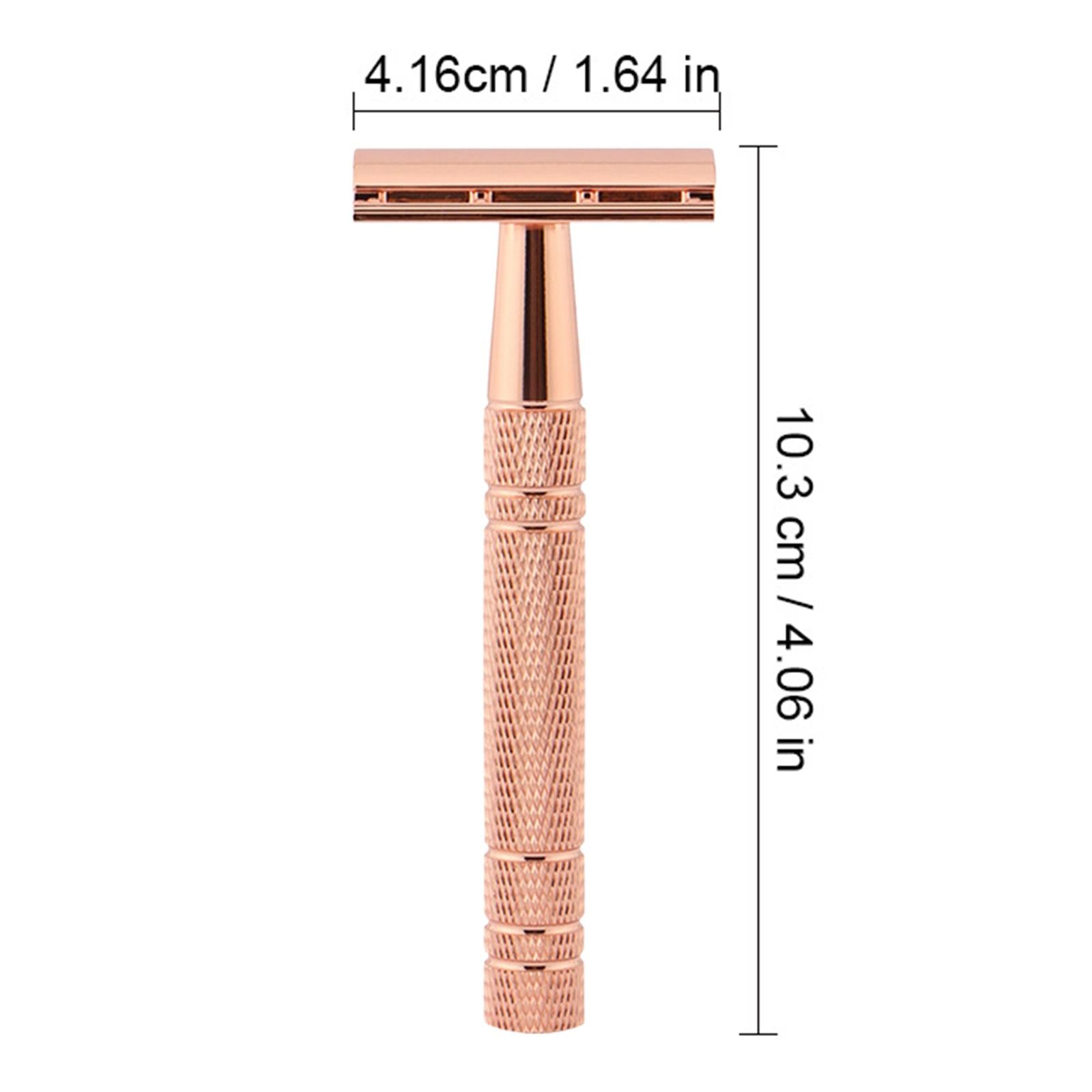 Double Edge Safety Razor Shaver for with 5 Premium Stainless Steel Blades Rose Gold