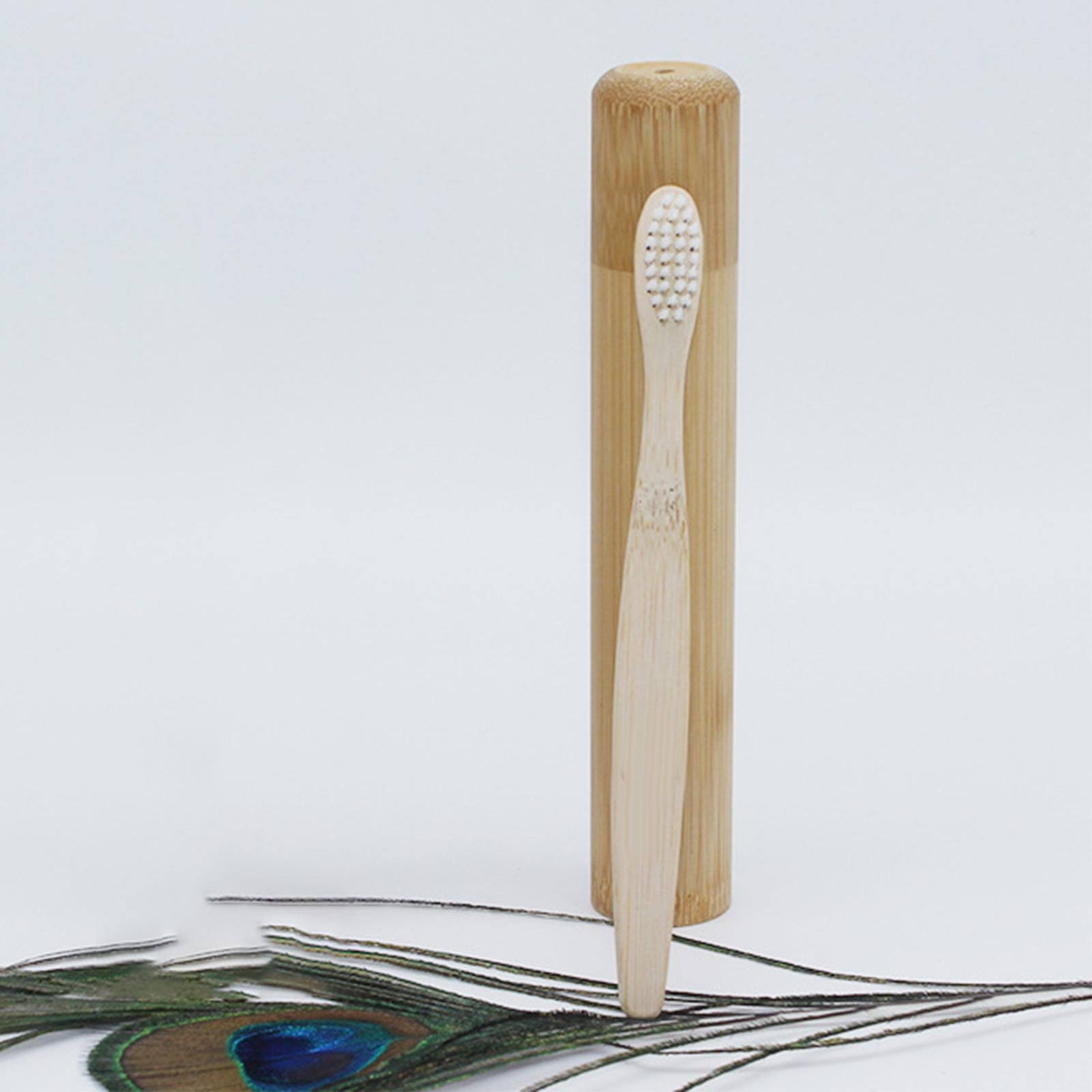 Natural Bamboo Toothbrush Tube Hand Made Tooth Brush Holder 16cm for Kids
