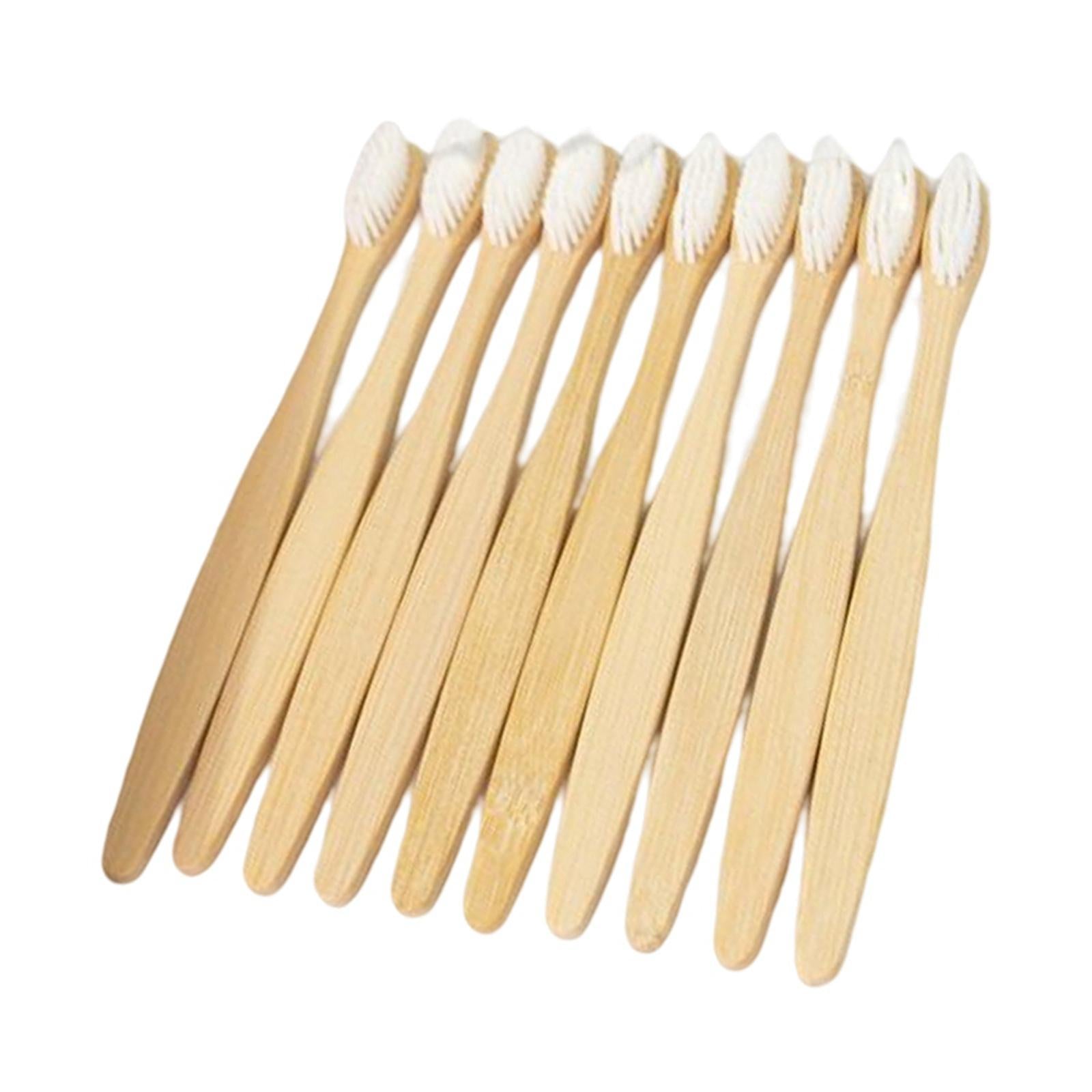 Bamboo Toothbrushes Soft Bristles Disposable for Camping Business Trip White