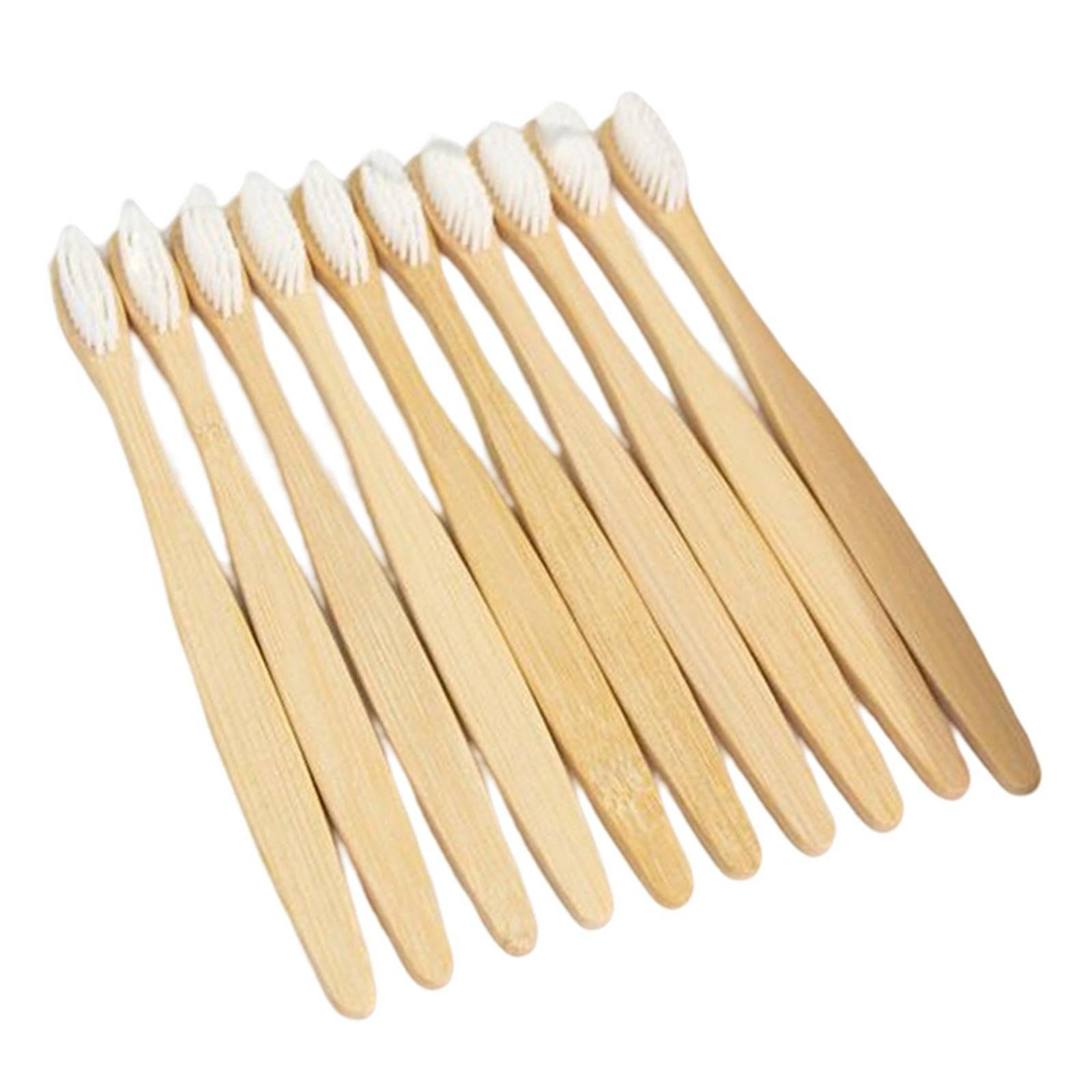 Bamboo Toothbrushes Soft Bristles Disposable for Camping Business Trip White