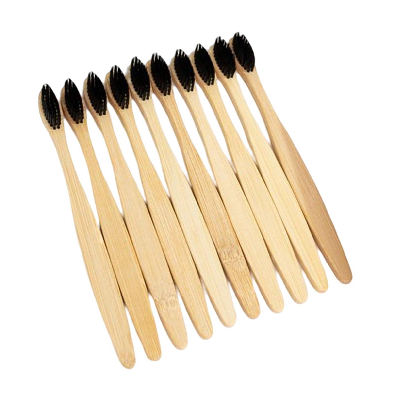 Bamboo Toothbrushes Soft Bristles Disposable for Camping Business Trip Black