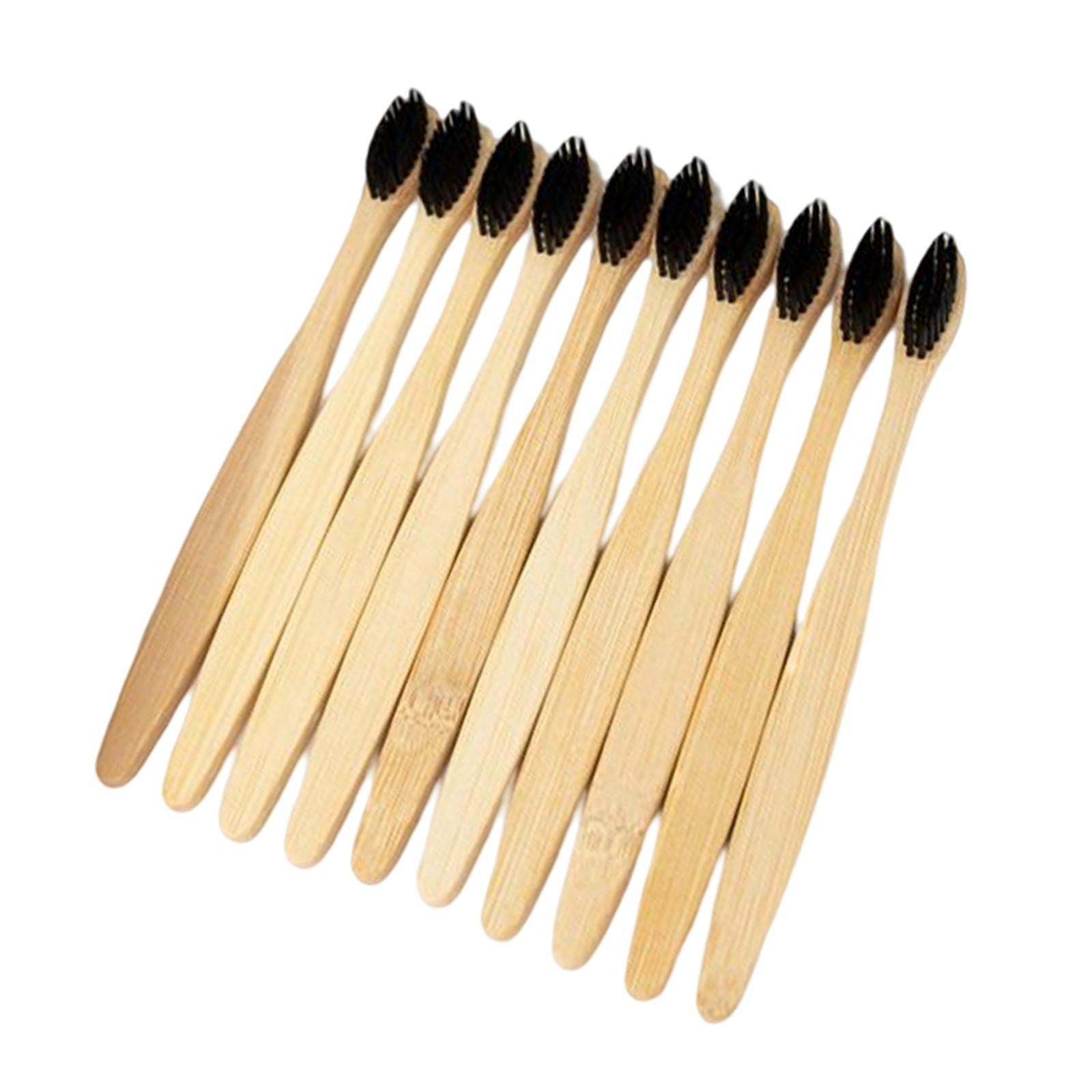 Bamboo Toothbrushes Soft Bristles Disposable for Camping Business Trip Black
