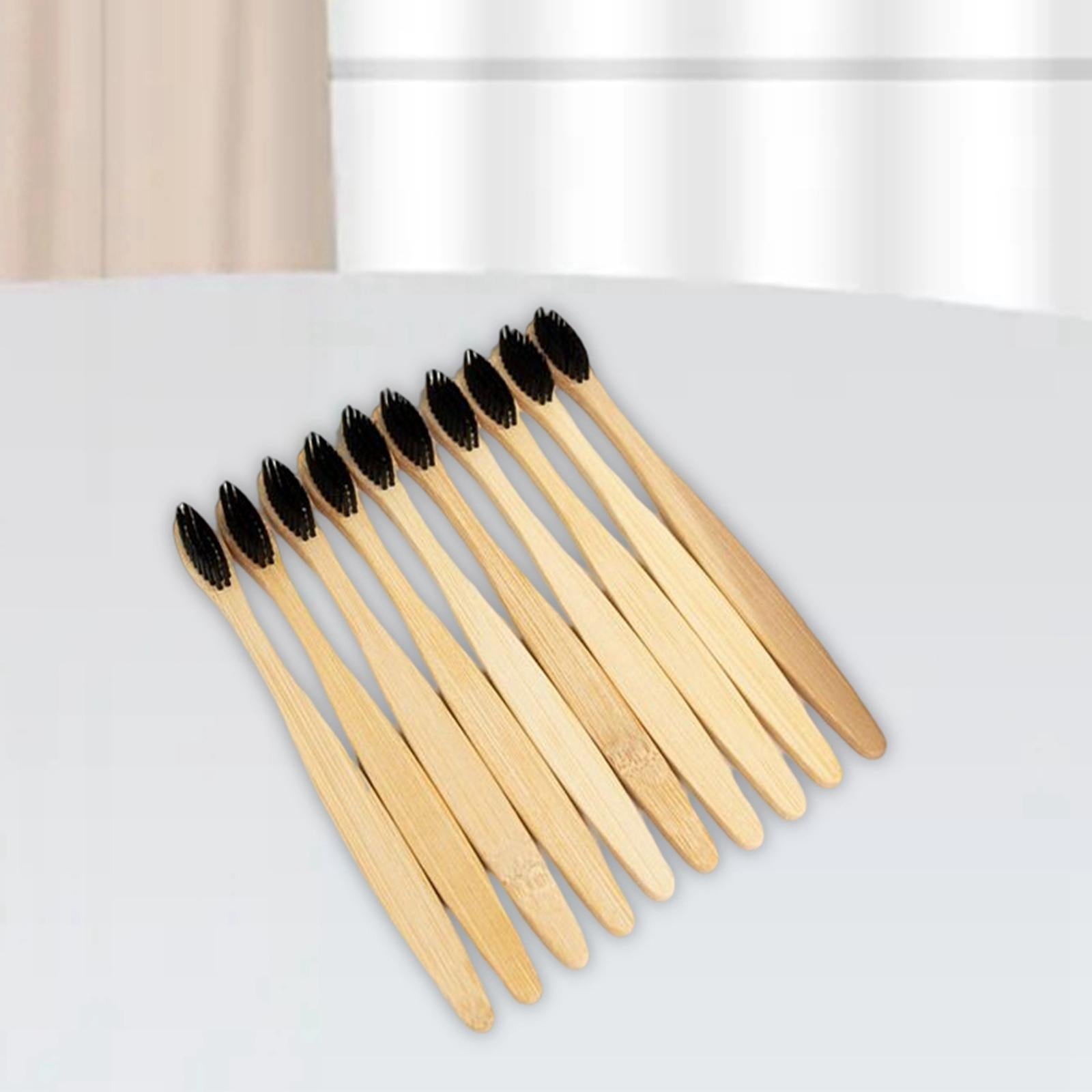 Bamboo Toothbrushes Soft Bristles Disposable for Camping Business Trip Black