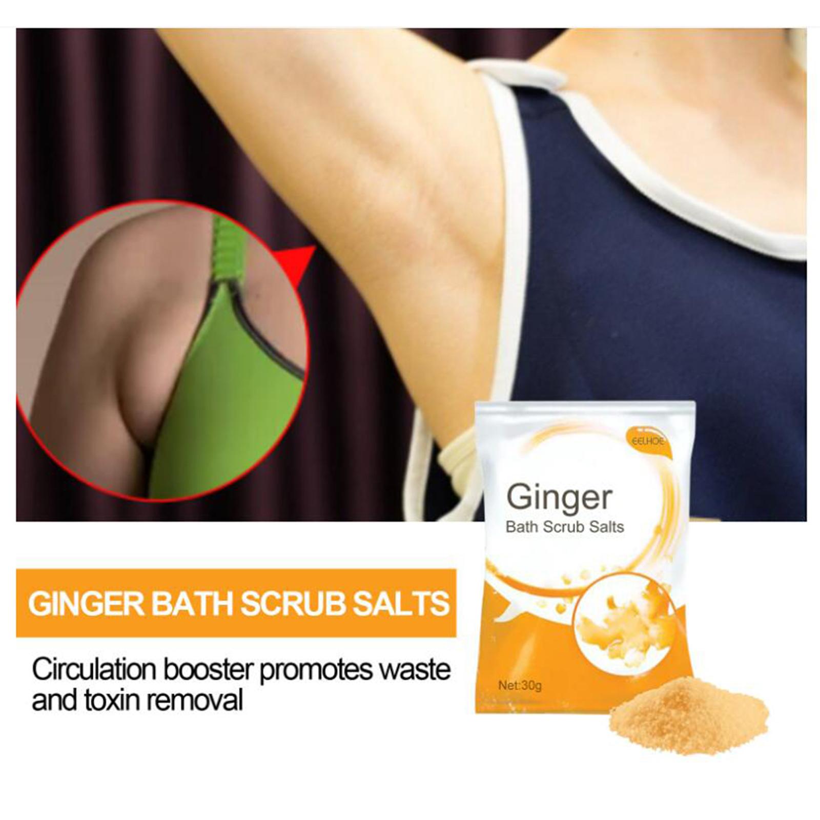 Ginger Bath Scrub Salts 30G Exfoliates, Moisturizes, and Nourishes Skin 3Pcs +Gloves