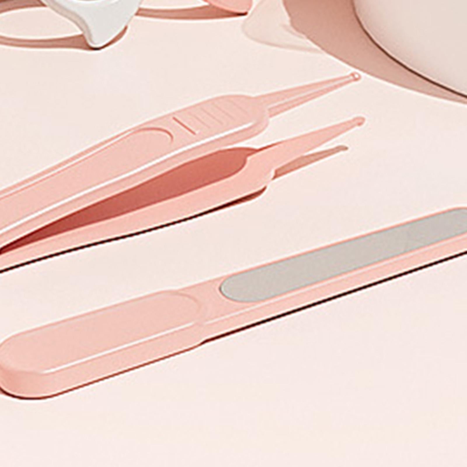 Baby Nail Care Set Nail Clippers Scissors Nail File Tweezers Pink Grey