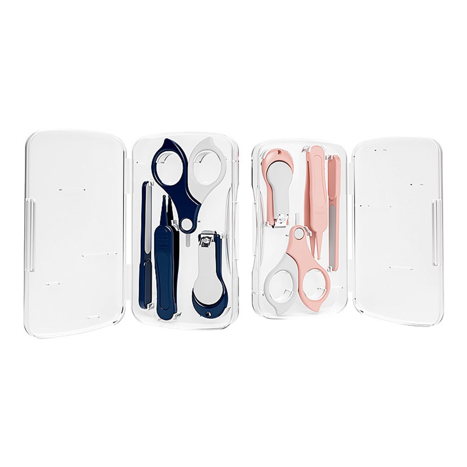 Baby Nail Care Set Nail Clippers Scissors Nail File Tweezers Pink Grey
