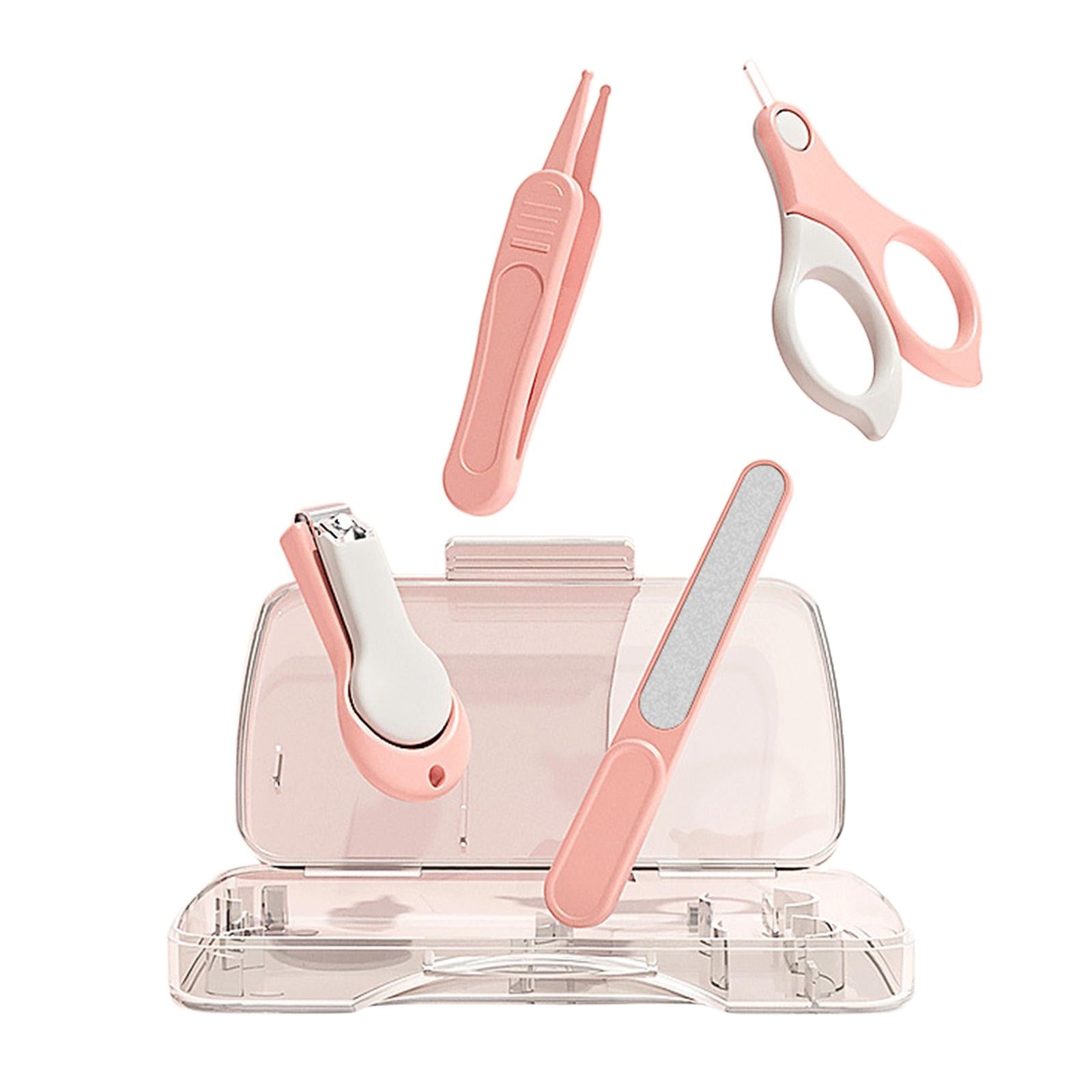 Baby Nail Care Set Nail Clippers Scissors Nail File Tweezers Pink Grey