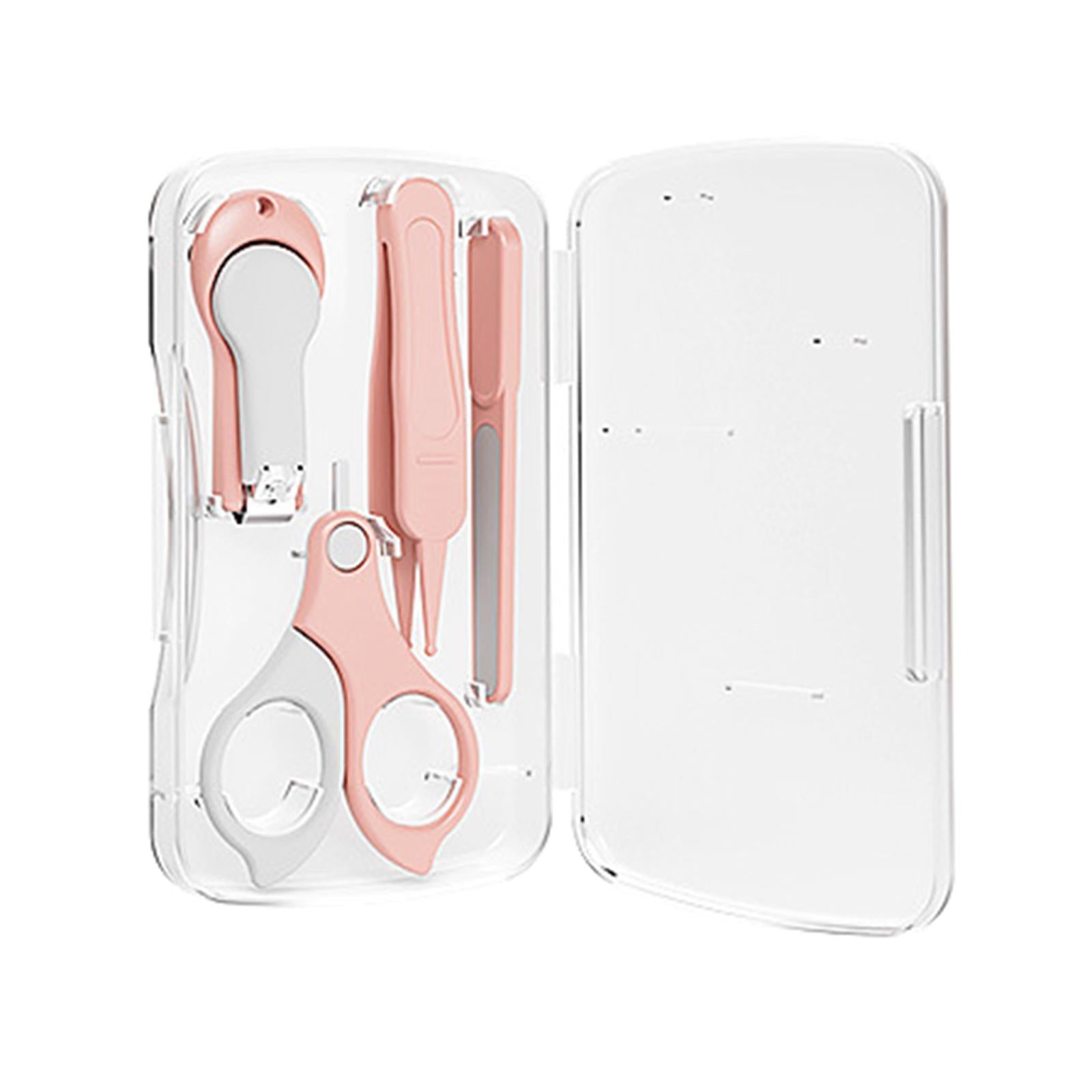 Baby Nail Care Set Nail Clippers Scissors Nail File Tweezers Pink Grey