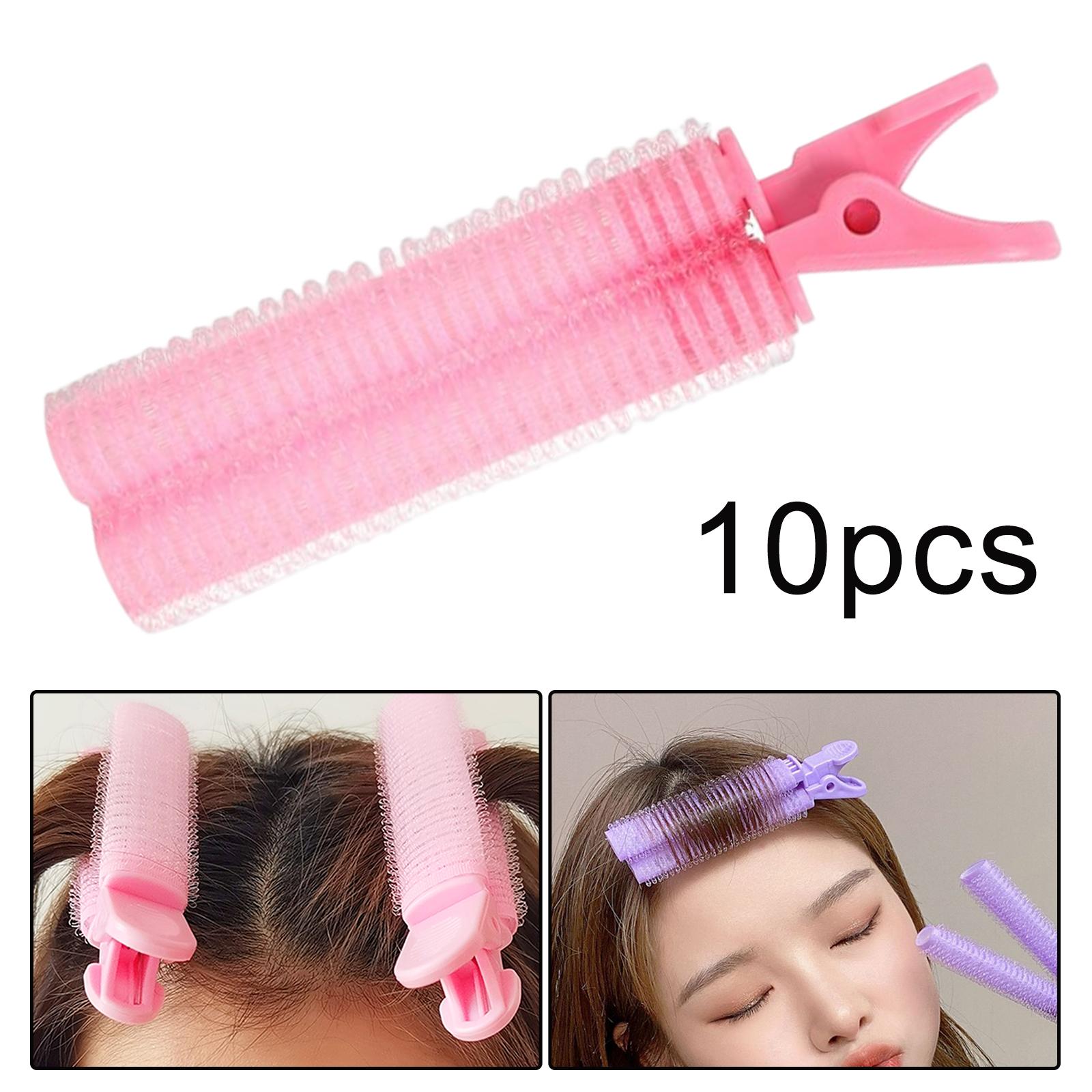 10 x Hair Bangs Curling Clips Roller Reusable for DIY Hair Styling Pink