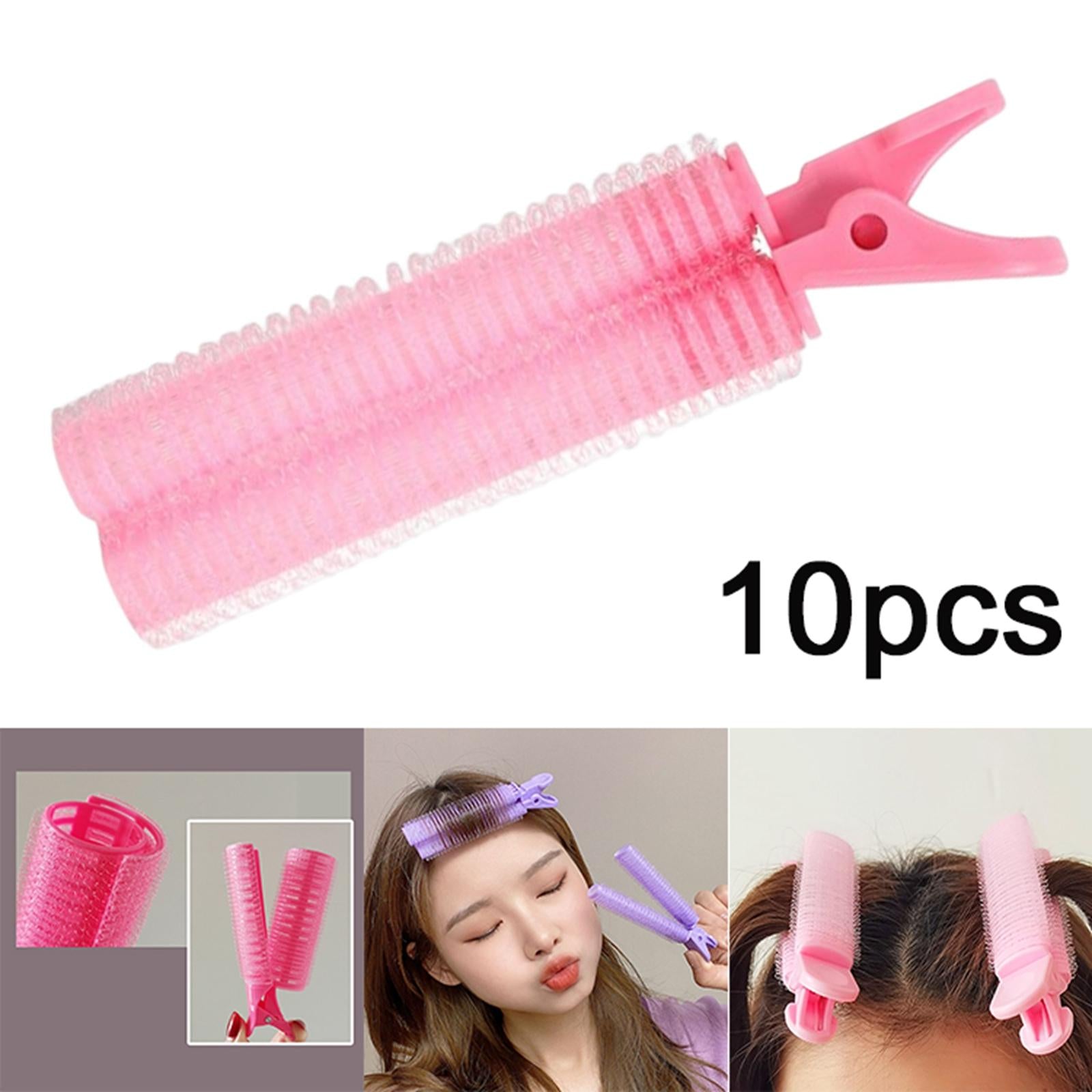 10 x Hair Bangs Curling Clips Roller Reusable for DIY Hair Styling Pink