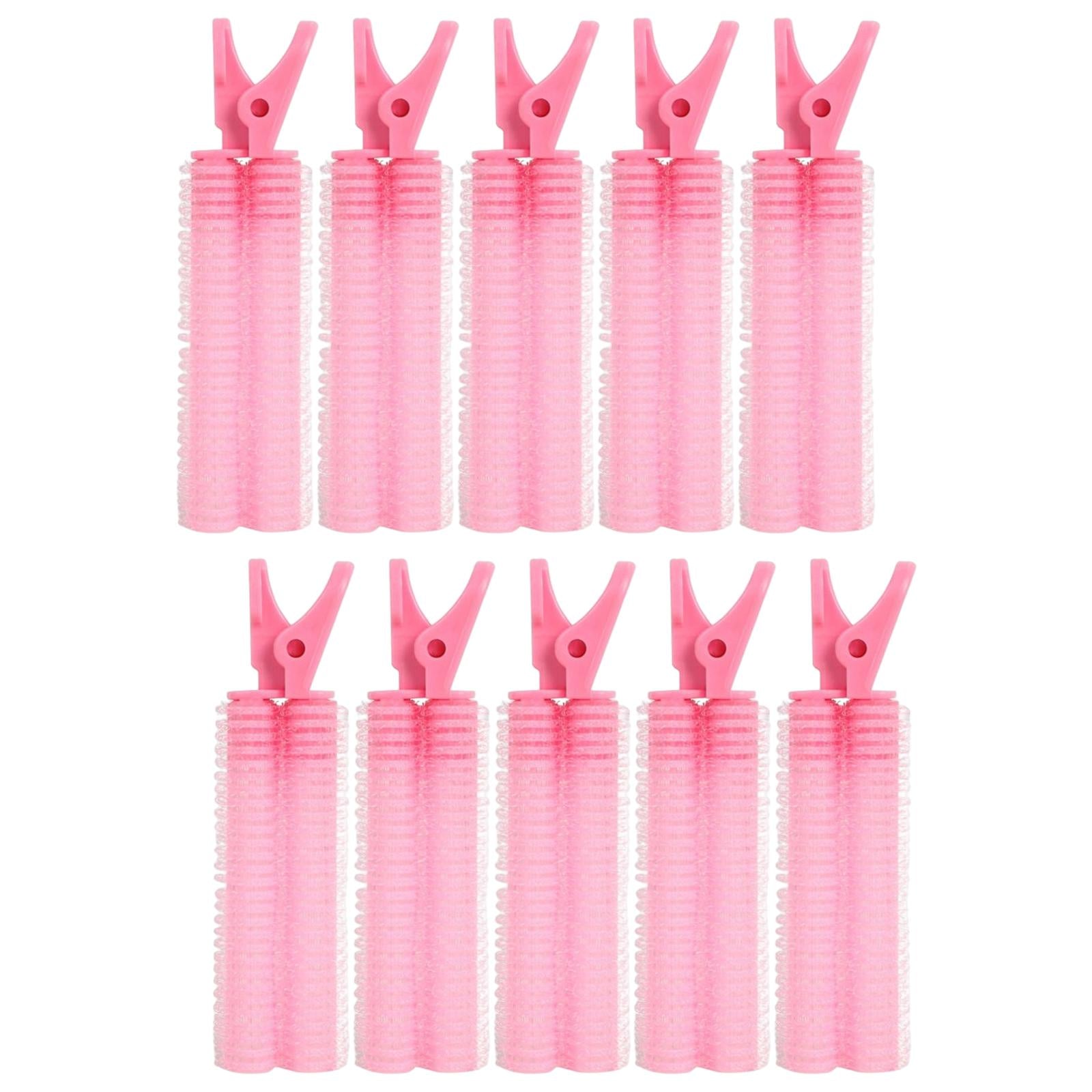 10 x Hair Bangs Curling Clips Roller Reusable for DIY Hair Styling Pink