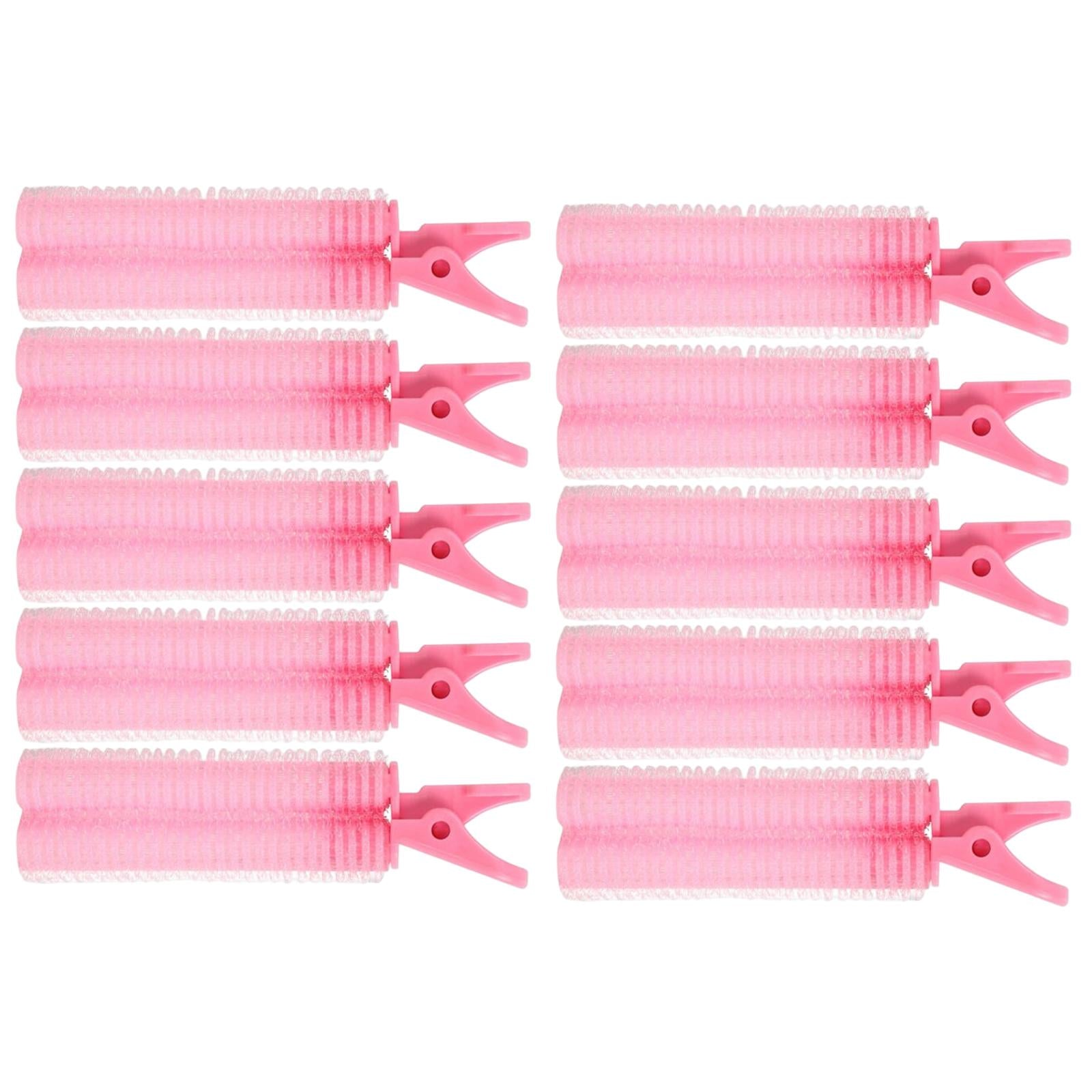 10 x Hair Bangs Curling Clips Roller Reusable for DIY Hair Styling Pink