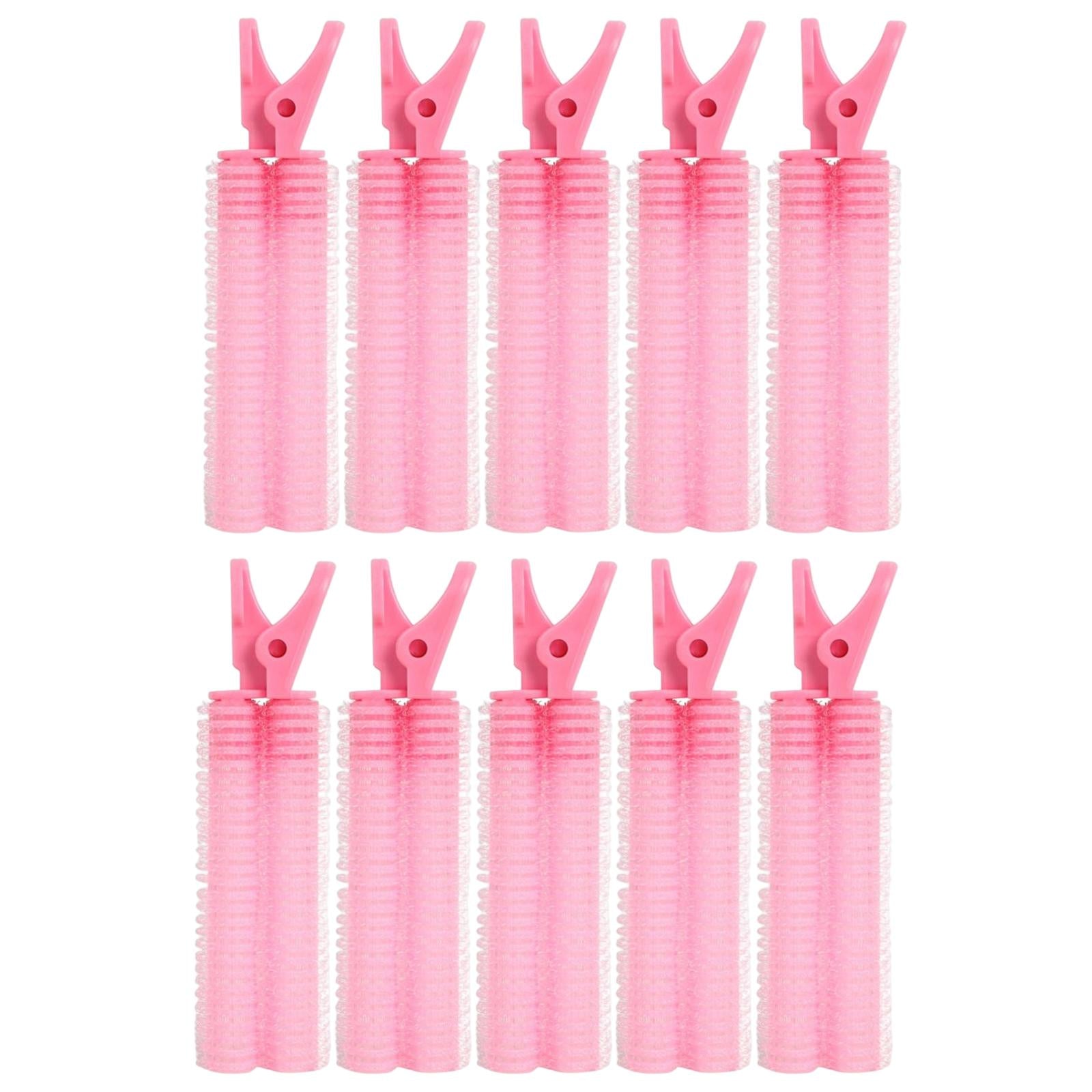 10 x Hair Bangs Curling Clips Roller Reusable for DIY Hair Styling Pink