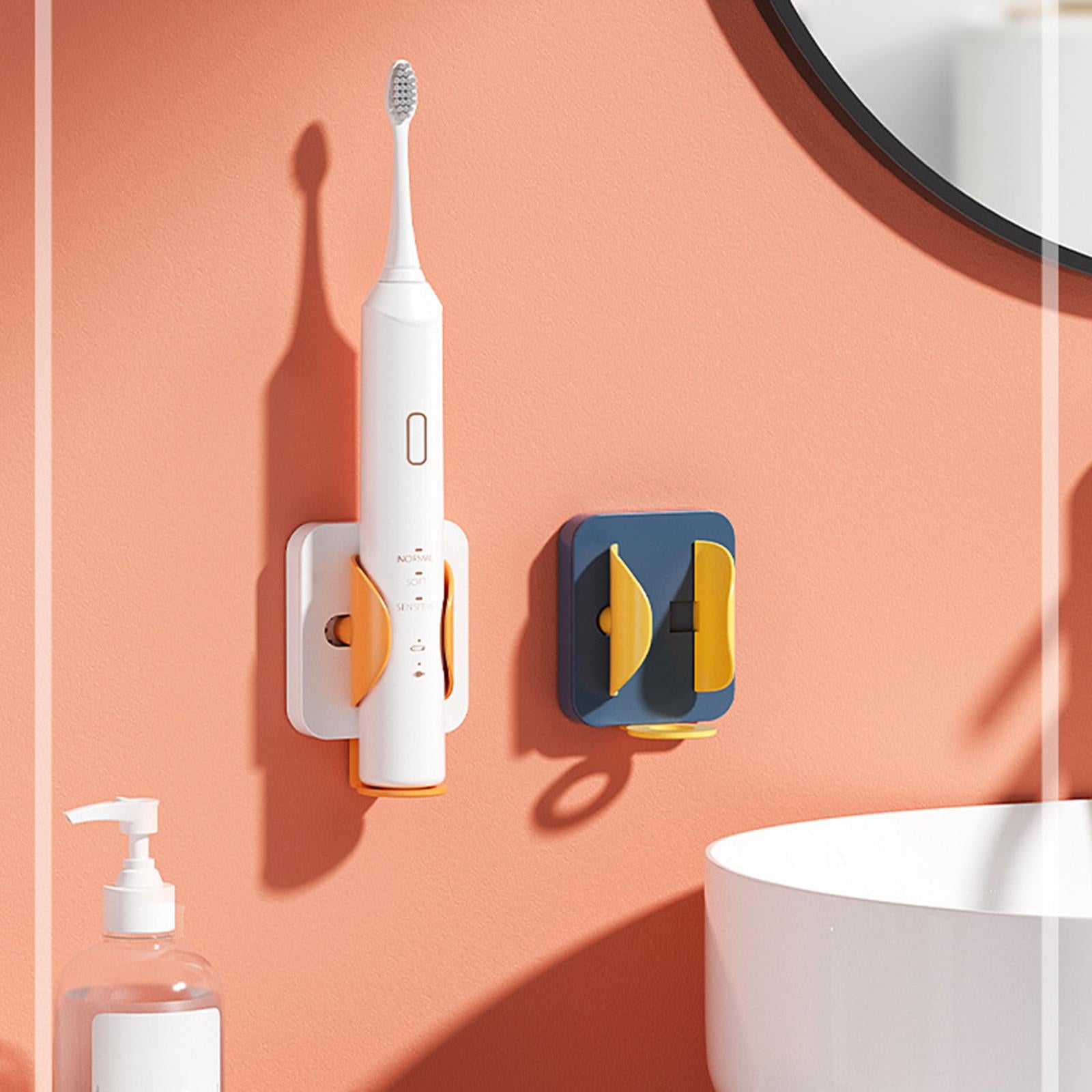 Electric Toothbrush Holder Self Adhesive Gravity Sensor White Orange