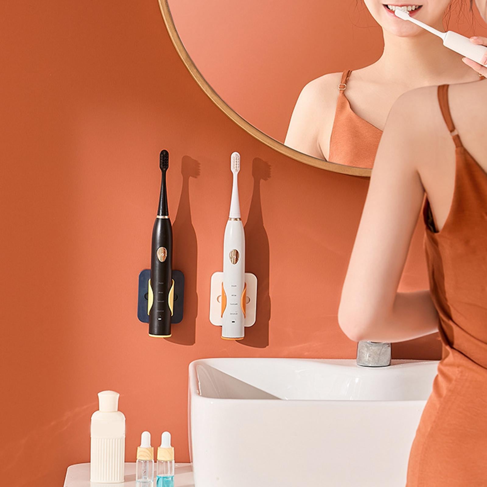 Electric Toothbrush Holder Self Adhesive Gravity Sensor White Orange