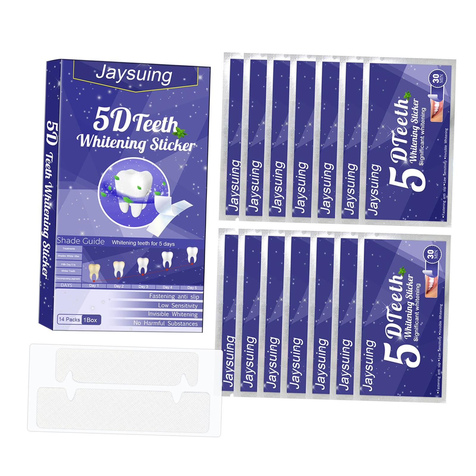 5D Teeth Strips Teeth Gel Strips Protecting Teeth for Remove Tea Stain 14Pcs