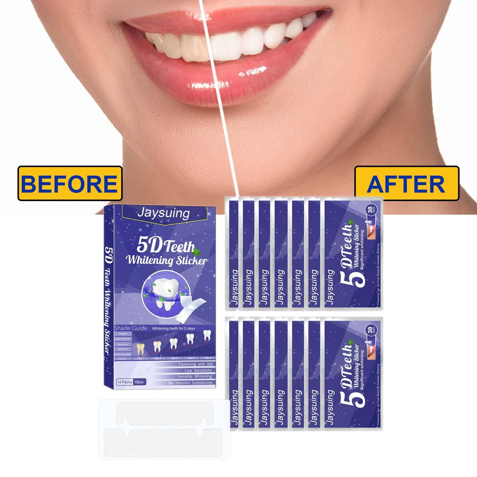 5D Teeth Strips Teeth Gel Strips Protecting Teeth for Remove Tea Stain 14Pcs