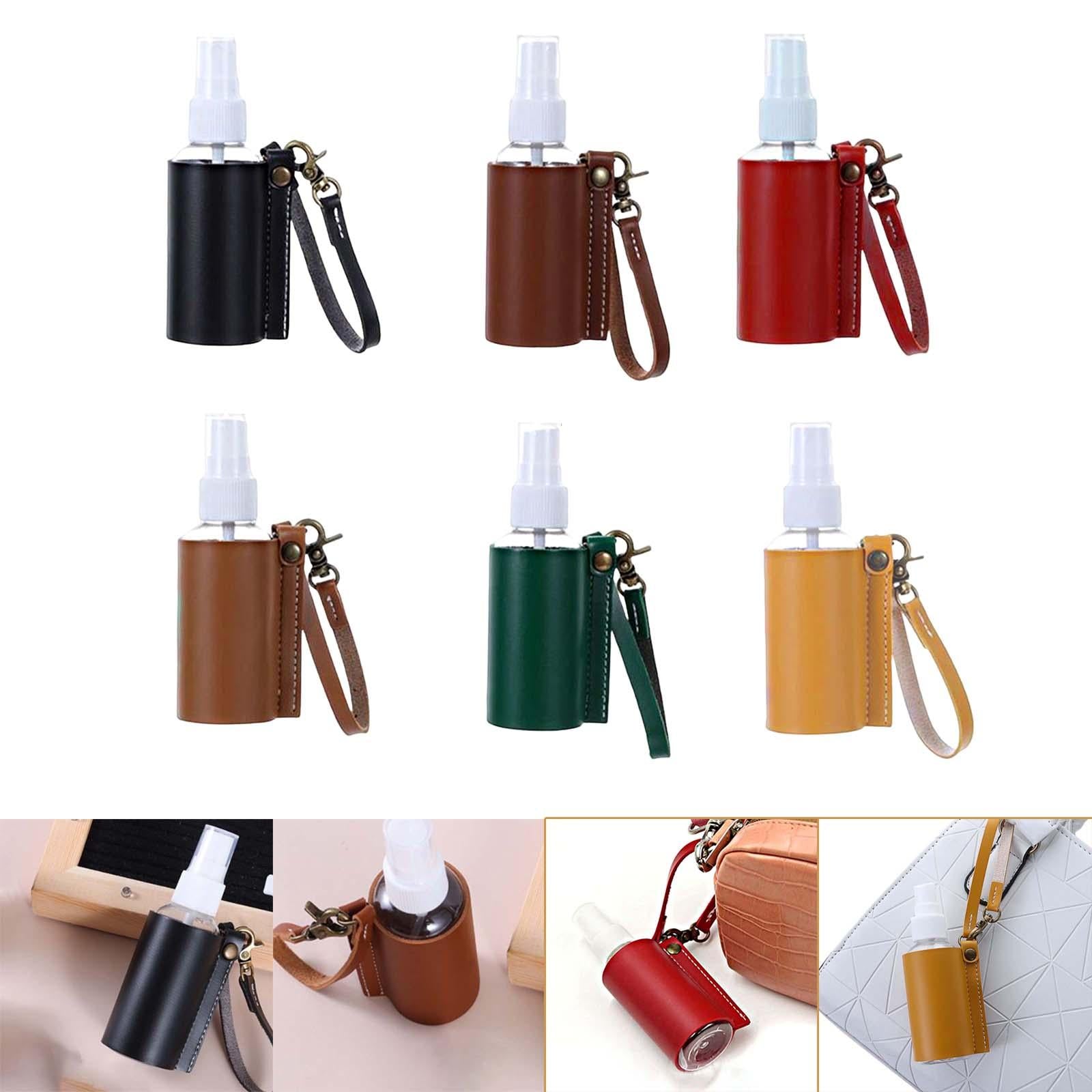 Empty Bottle with PU Leather Sleeve Bottle Holder for Lotion Travel Home Black