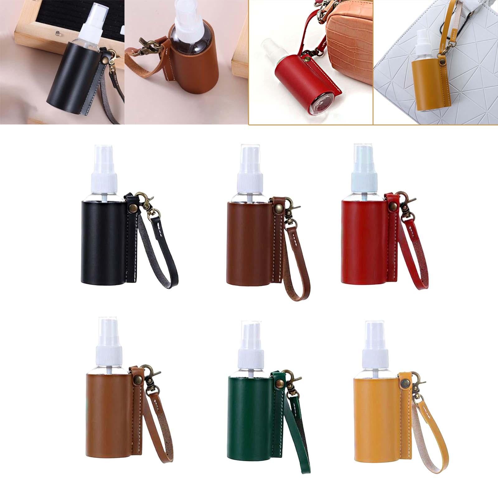 Empty Bottle with PU Leather Sleeve Bottle Holder for Lotion Travel Home Black
