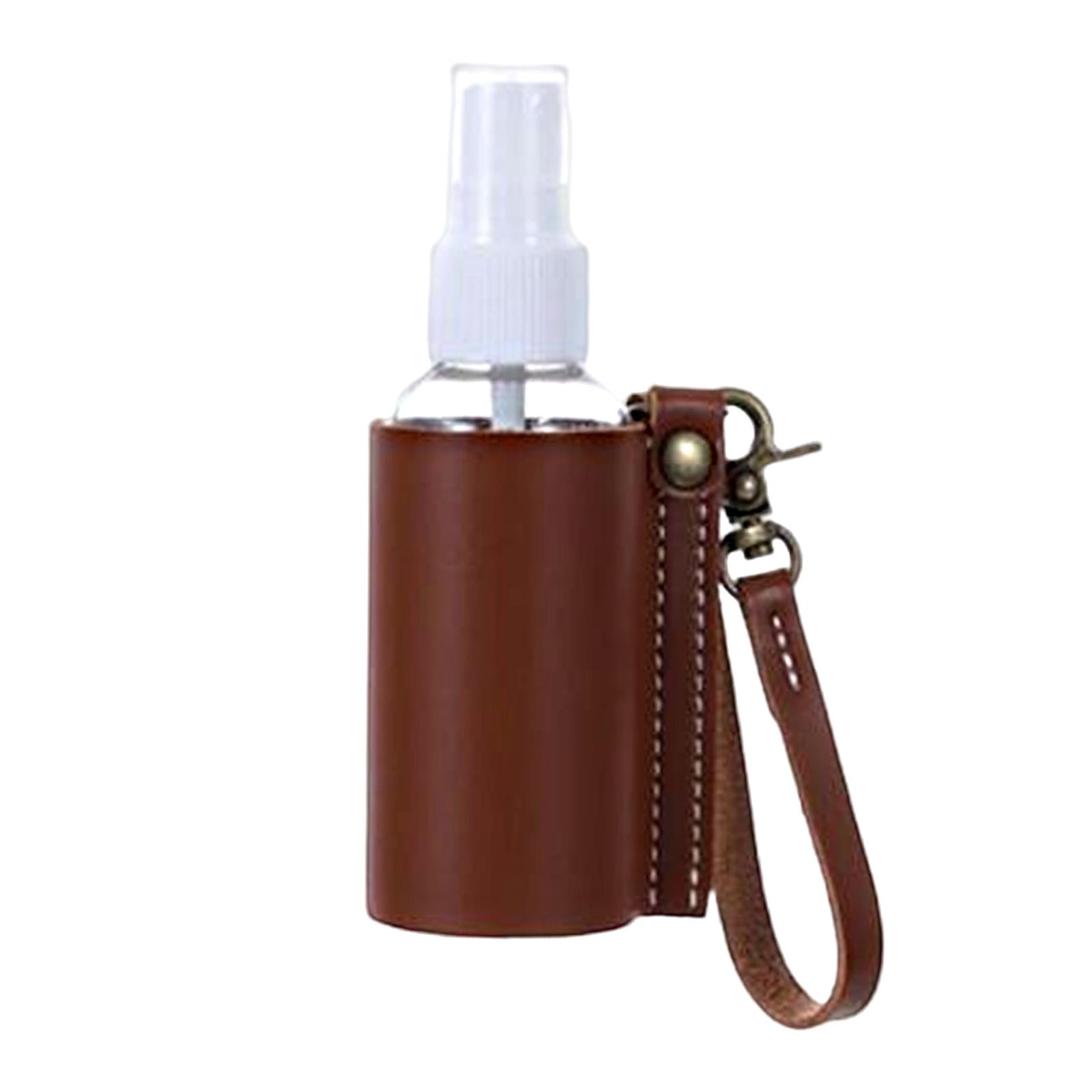 Empty Bottle with PU Leather Sleeve Bottle Holder for Lotion Travel Home Dark Brown