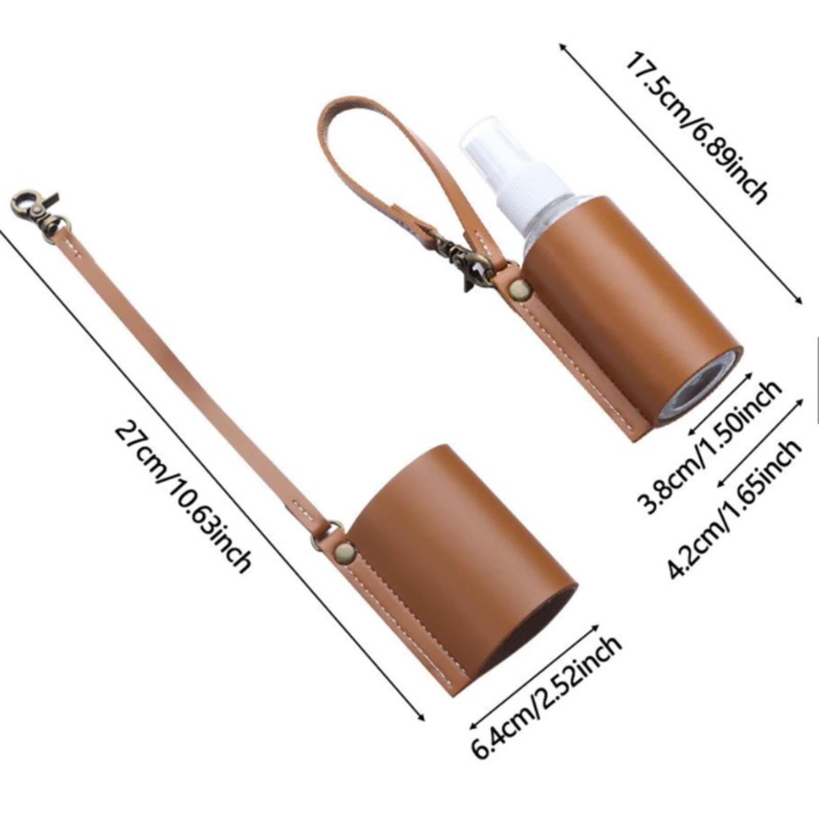 Empty Bottle with PU Leather Sleeve Bottle Holder for Lotion Travel Home Light Brown