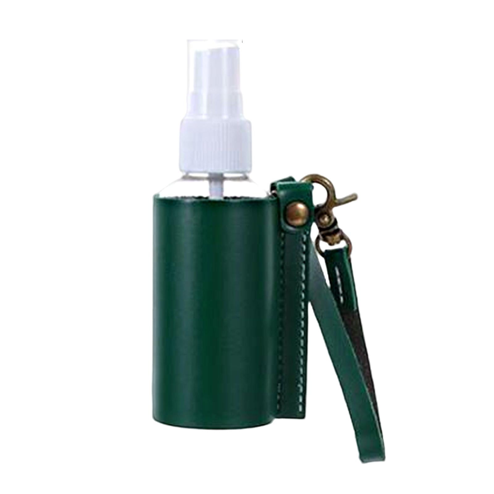 Empty Bottle with PU Leather Sleeve Bottle Holder for Lotion Travel Home Green