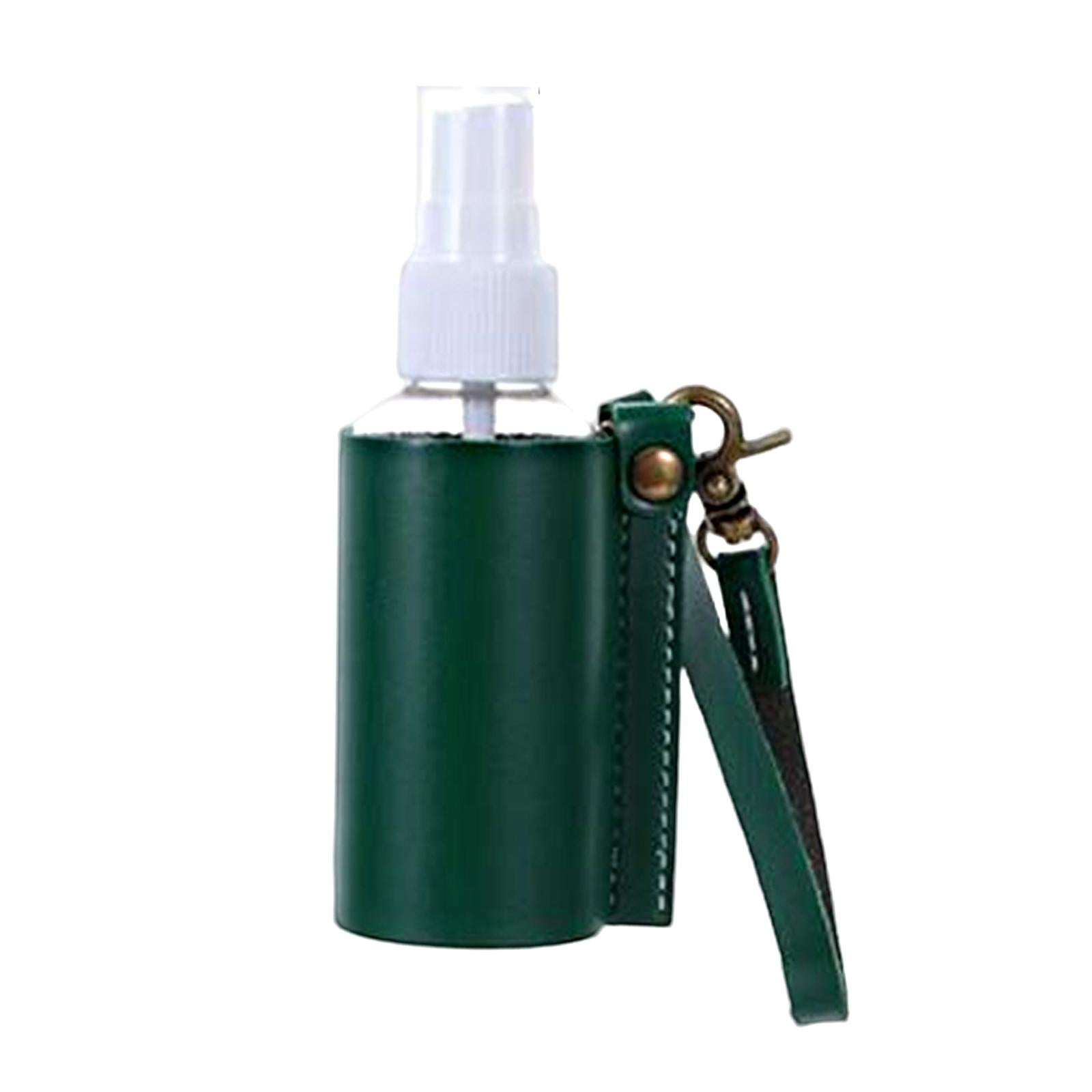 Empty Bottle with PU Leather Sleeve Bottle Holder for Lotion Travel Home Green