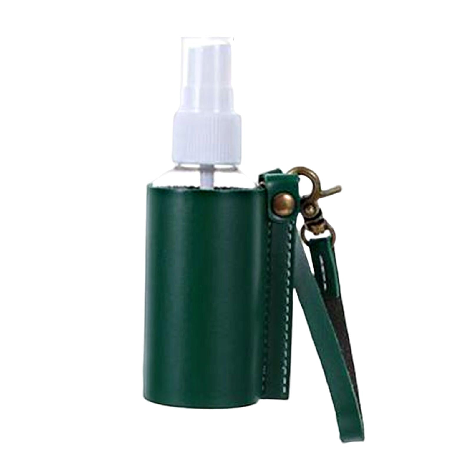 Empty Bottle with PU Leather Sleeve Bottle Holder for Lotion Travel Home Green