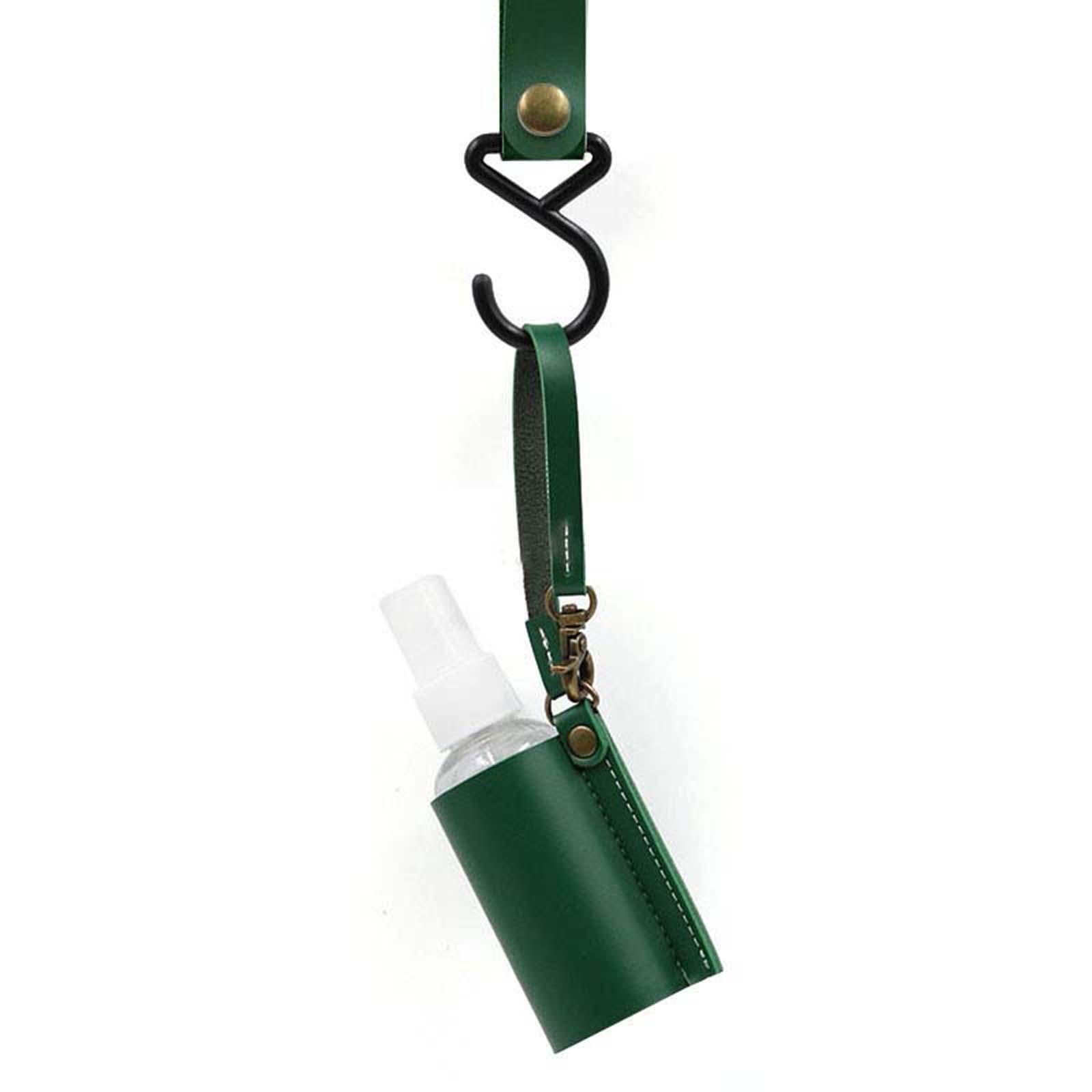 Empty Bottle with PU Leather Sleeve Bottle Holder for Lotion Travel Home Green