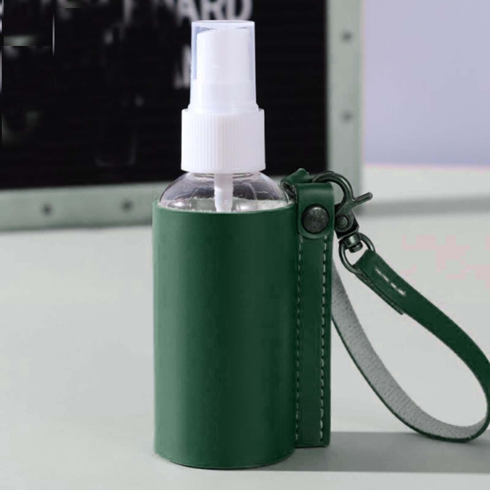 Empty Bottle with PU Leather Sleeve Bottle Holder for Lotion Travel Home Green