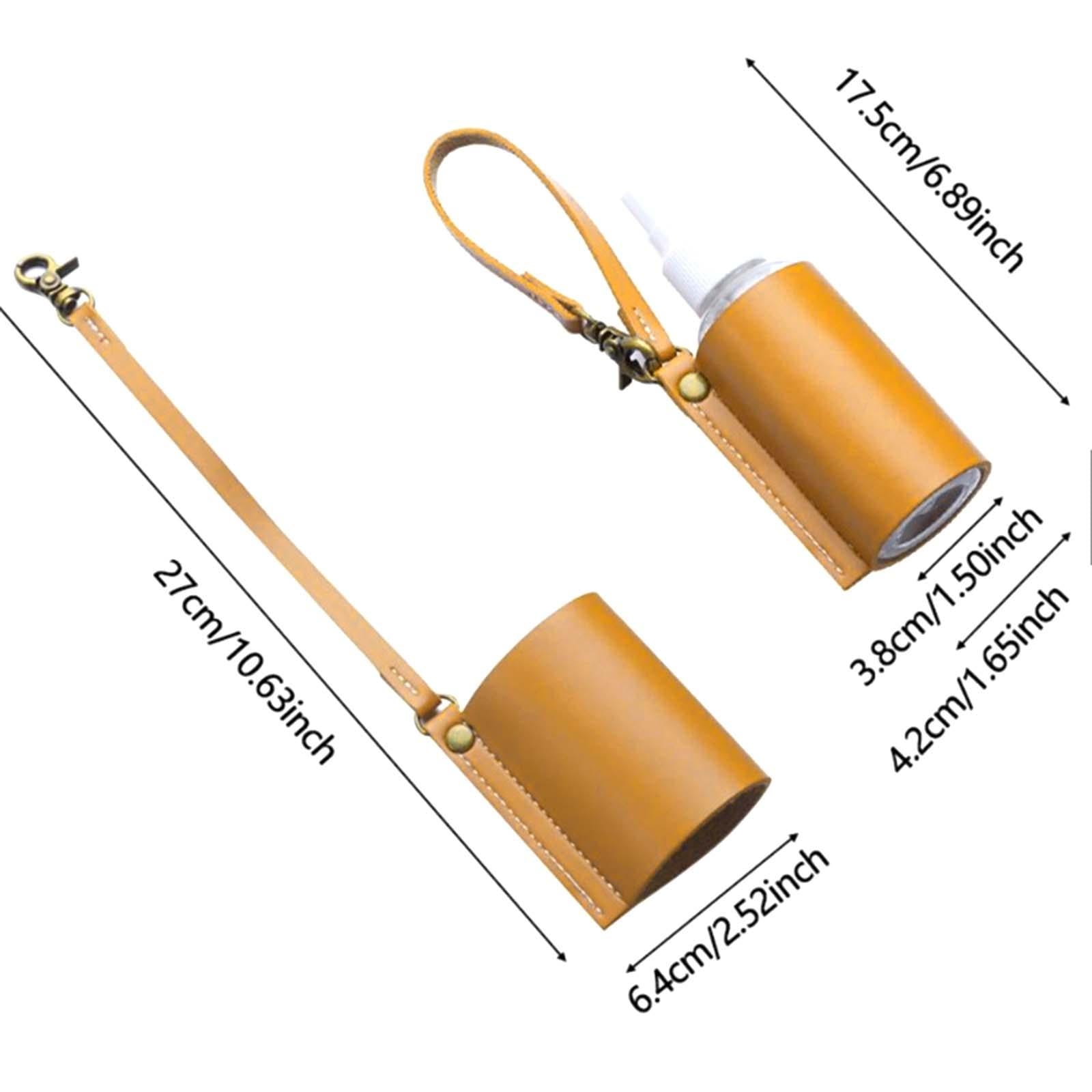 Empty Bottle with PU Leather Sleeve Bottle Holder for Lotion Travel Home Yellow