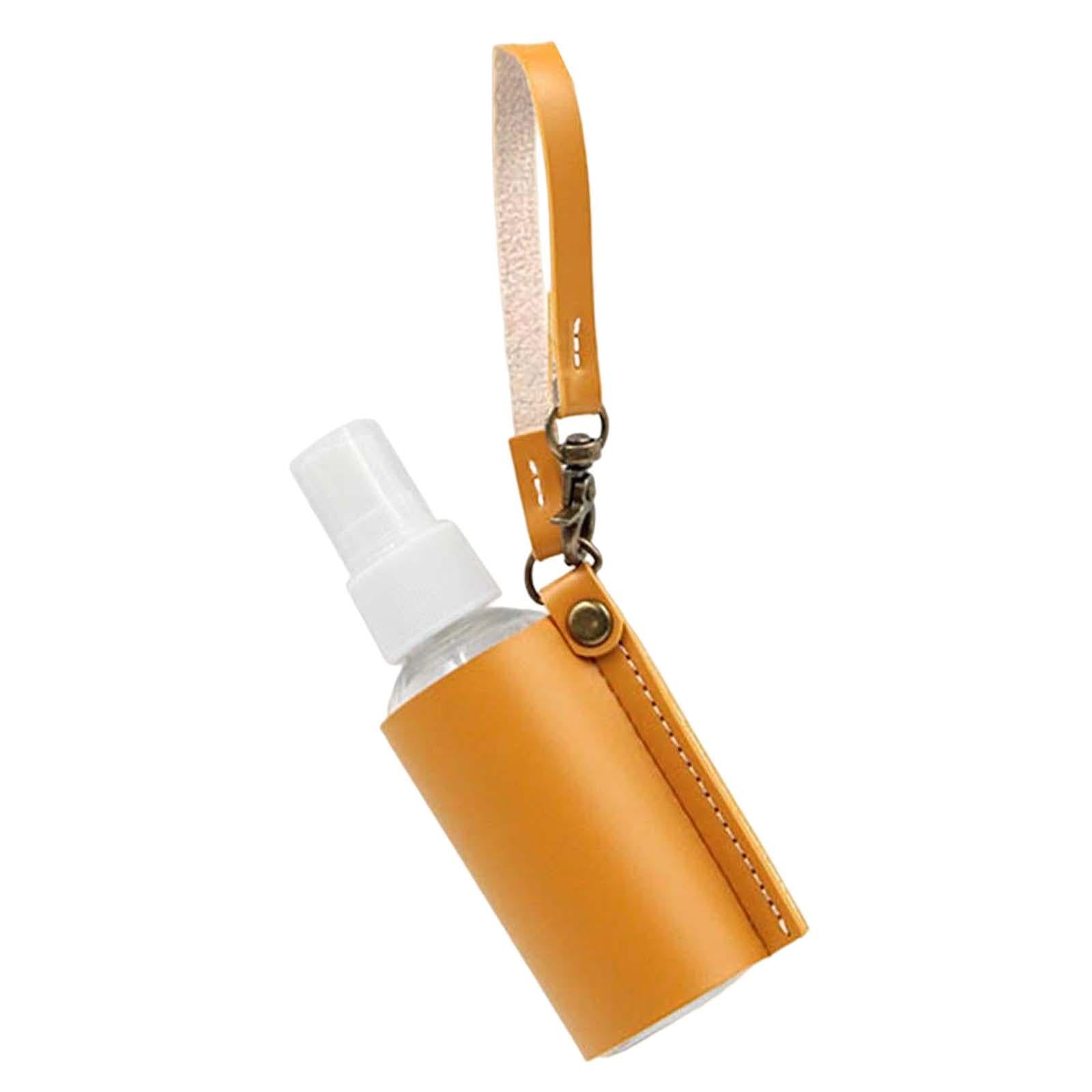 Empty Bottle with PU Leather Sleeve Bottle Holder for Lotion Travel Home Yellow
