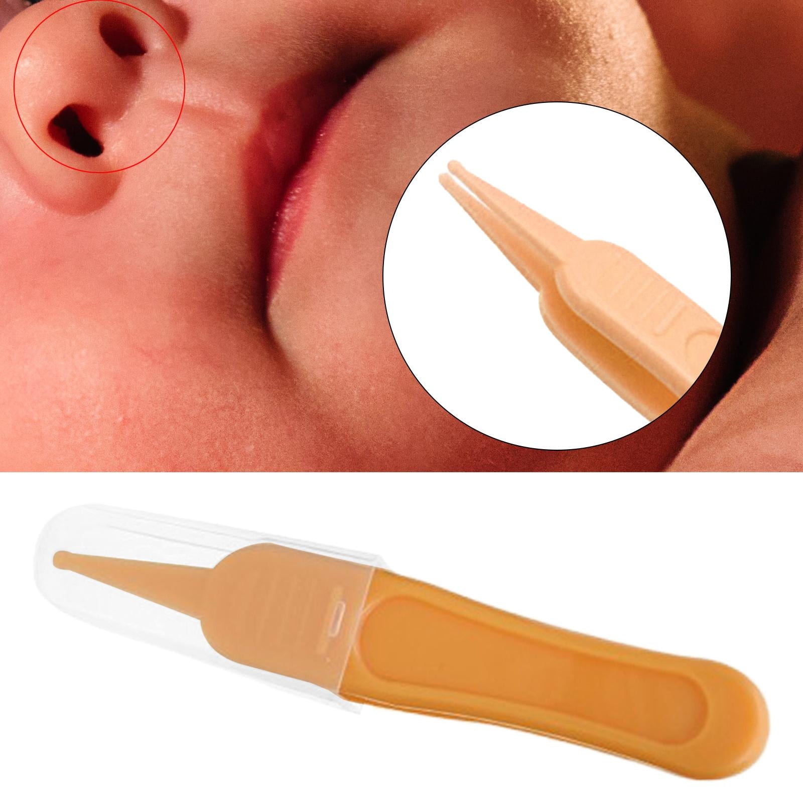 Baby Nose Tweezers Infant Ear Nose Navel Cleaning Tweezers Forceps Yellow