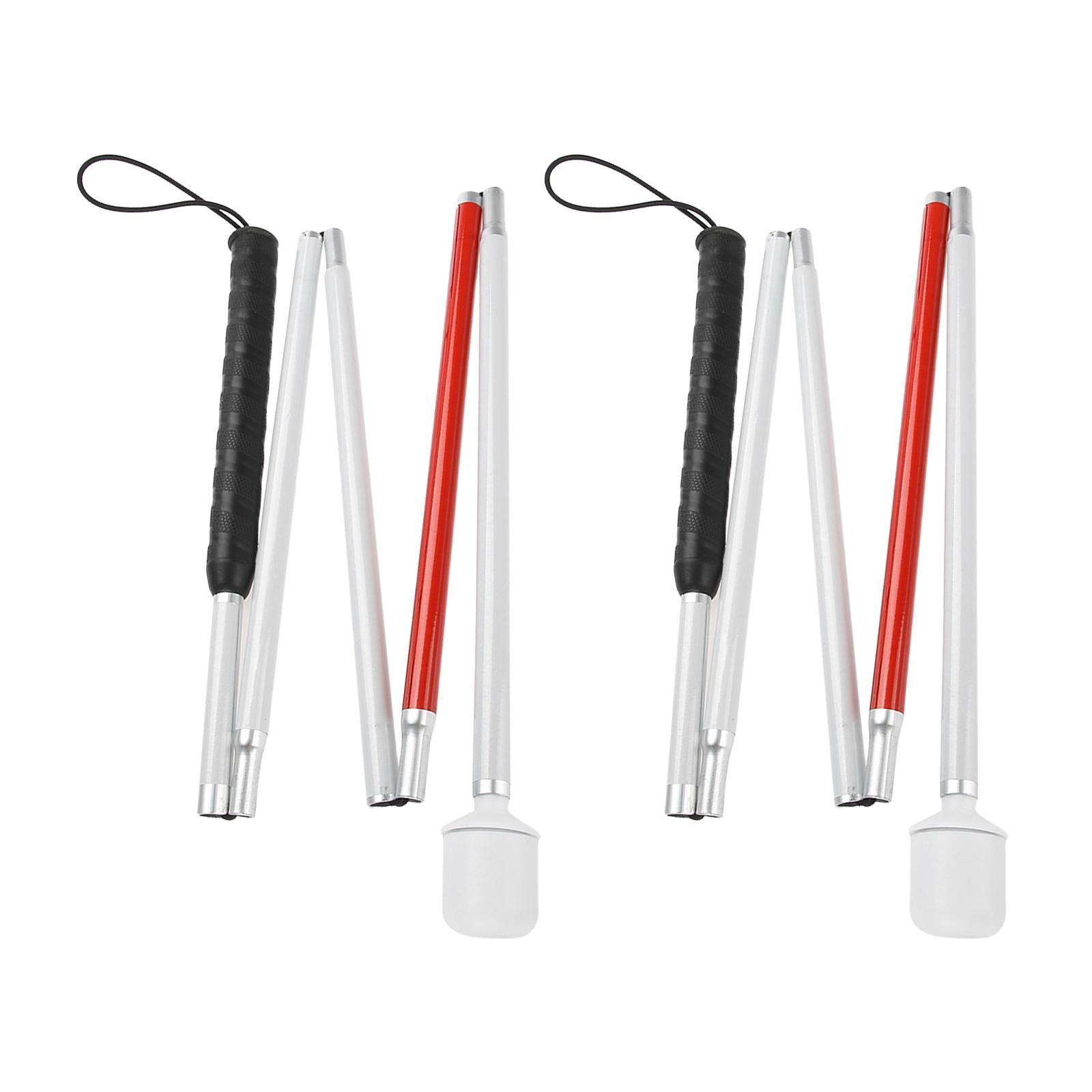 Foldable Blind Walking Stick 5 Sections Adjustable Crutch Cane Blind Stick With Light
