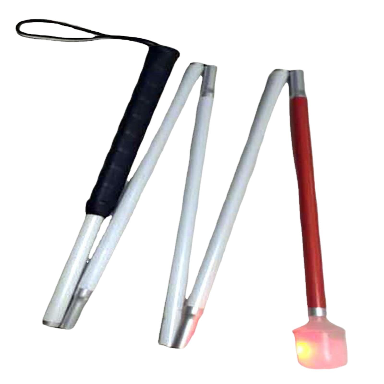 Foldable Blind Walking Stick 5 Sections Adjustable Crutch Cane Blind Stick With Light