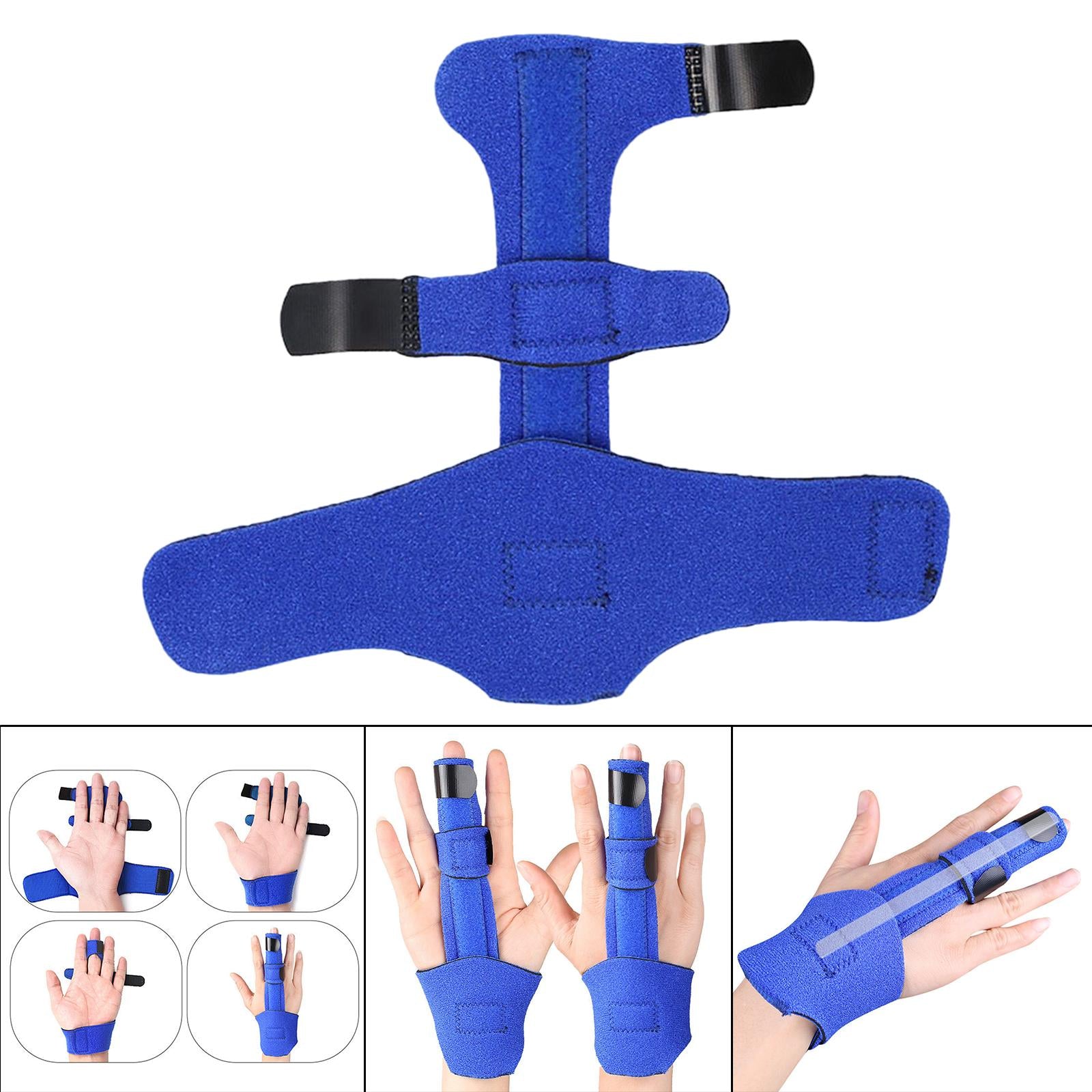 Finger Splint with Wrist Brace Adjustable Lightweight Detachable for Sprains