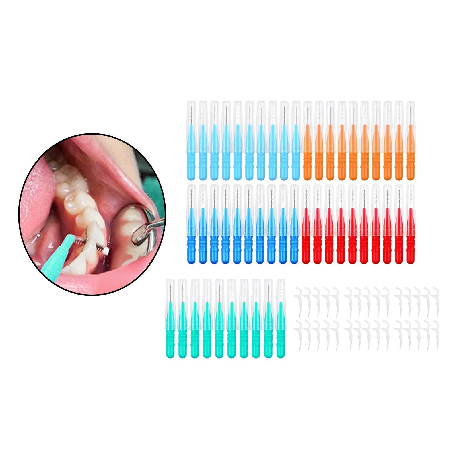 50 Pieces Interdental Brushes 2mm 2.5mm 3mm 30x Dental Floss Flossers