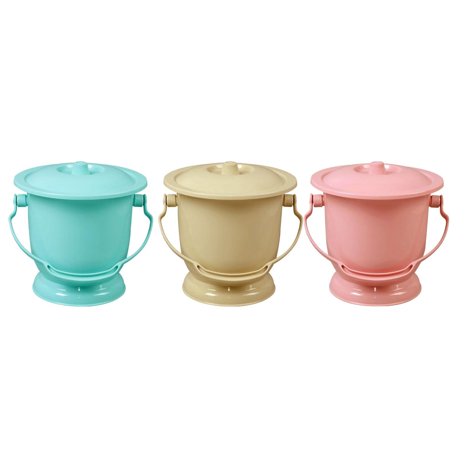 Chamber Pot with Lid Bedpan Spittoon Indoor with Handle Urine Bucket Blue