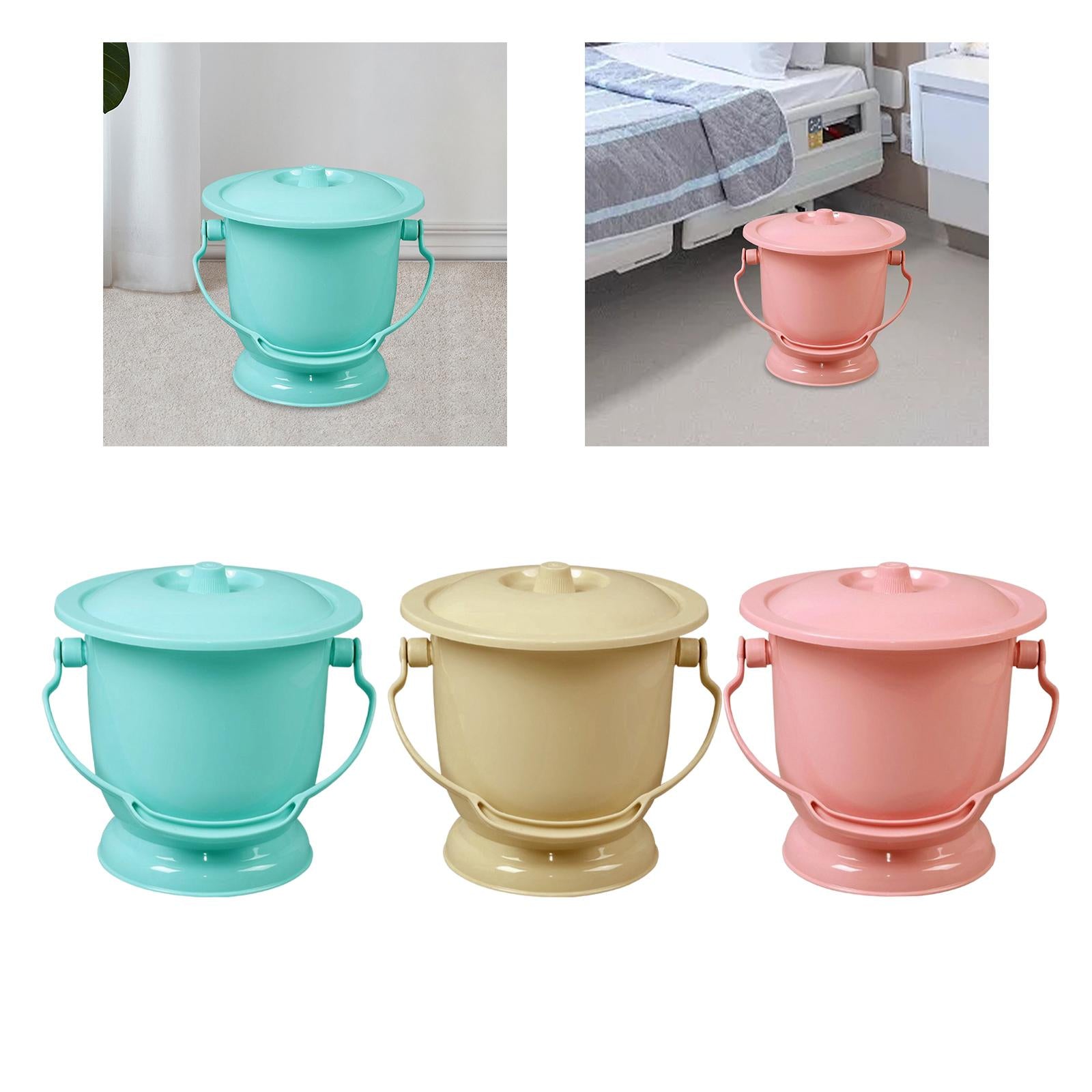 Chamber Pot with Lid Bedpan Spittoon Indoor with Handle Urine Bucket Blue